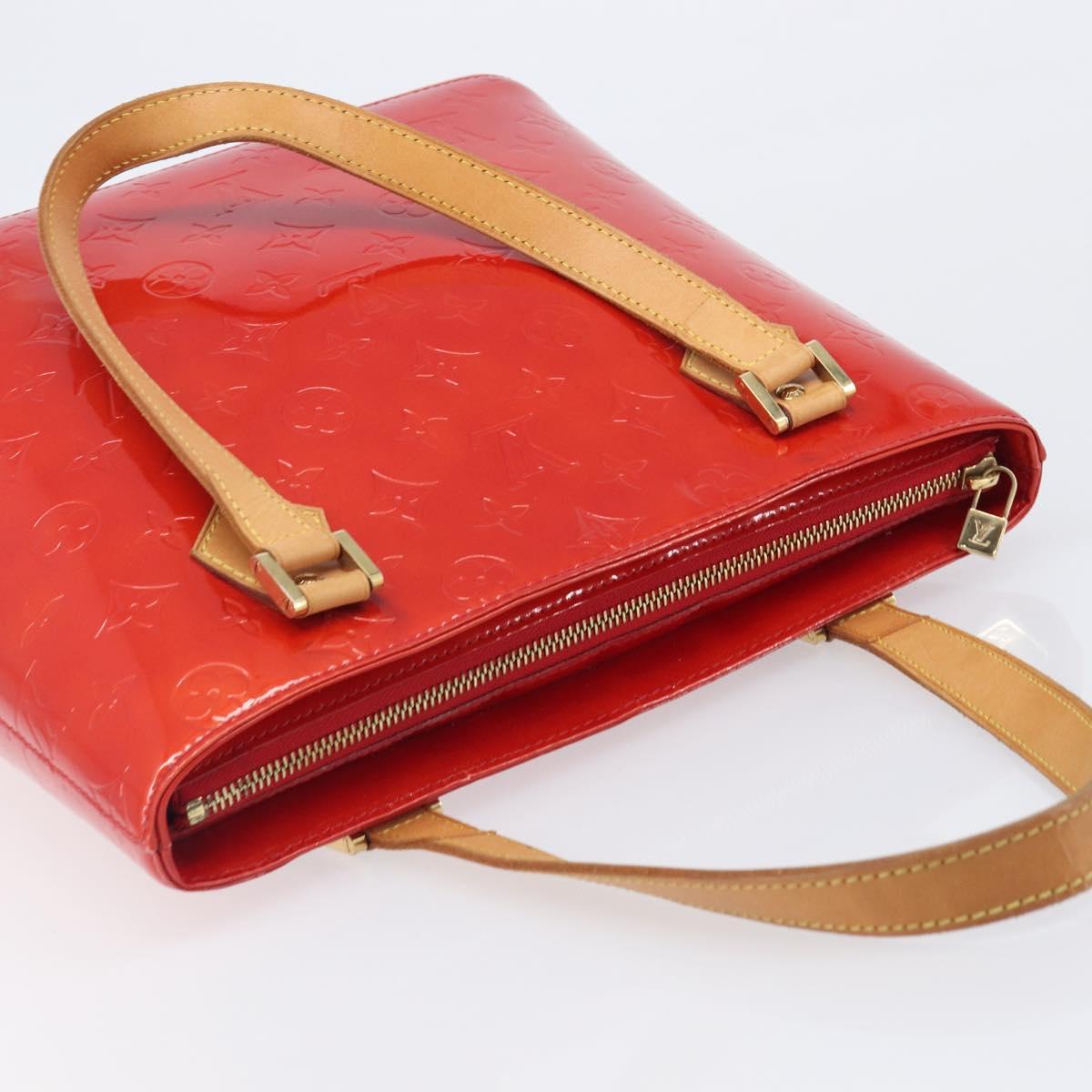 LOUIS VUITTON Monogram Vernis Houston Hand Bag Red M91092 LV Auth 206637