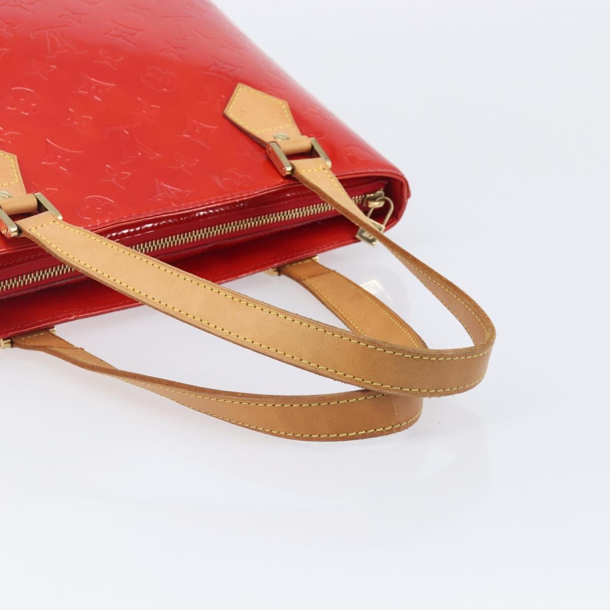 LOUIS VUITTON Monogram Vernis Houston Hand Bag Red M91092 LV Auth 206637