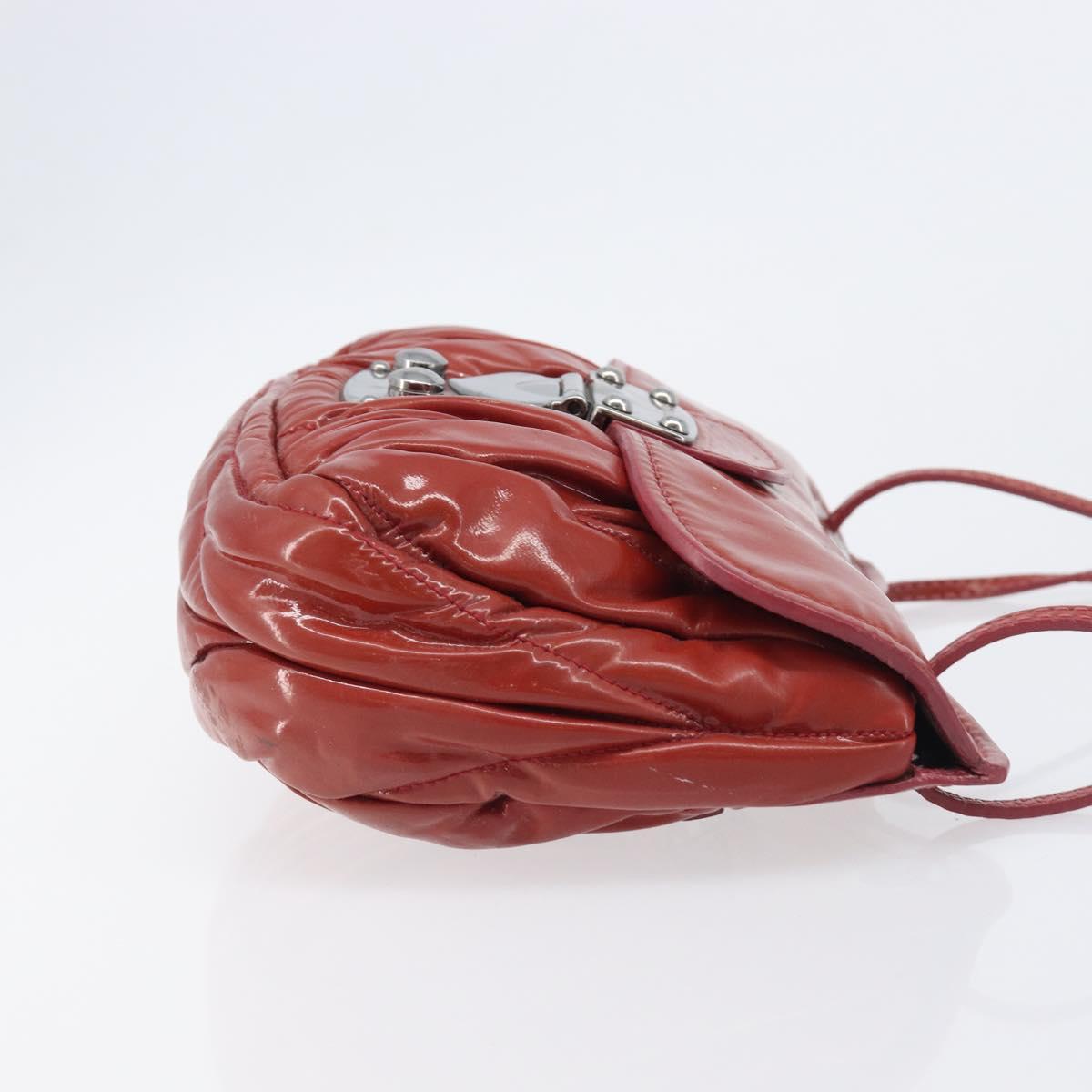 Miu Miu Chain Shoulder Bag Patent Red Silver Auth 206641