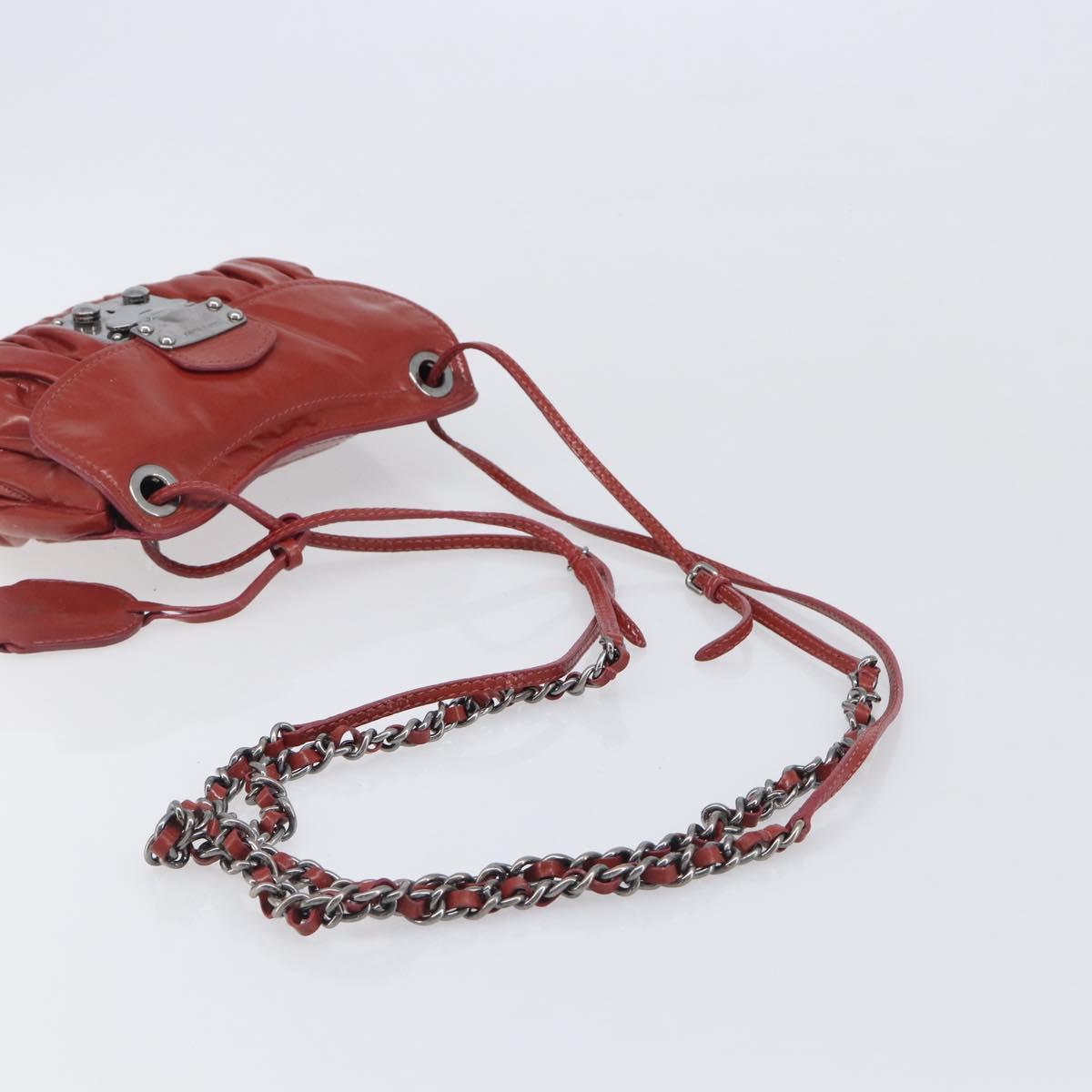 Miu Miu Chain Shoulder Bag Patent Red Silver Auth 206641