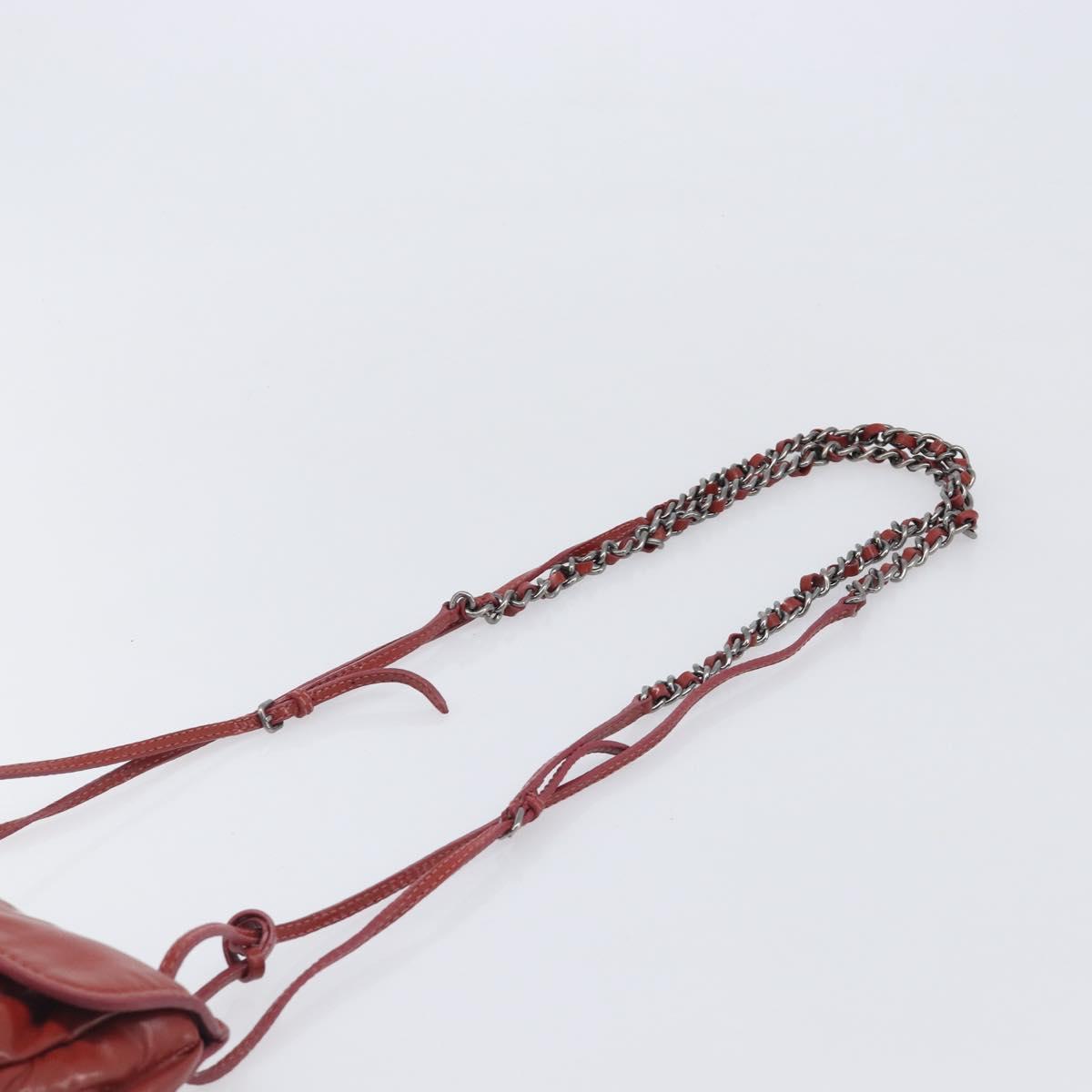 Miu Miu Chain Shoulder Bag Patent Red Silver Auth 206641