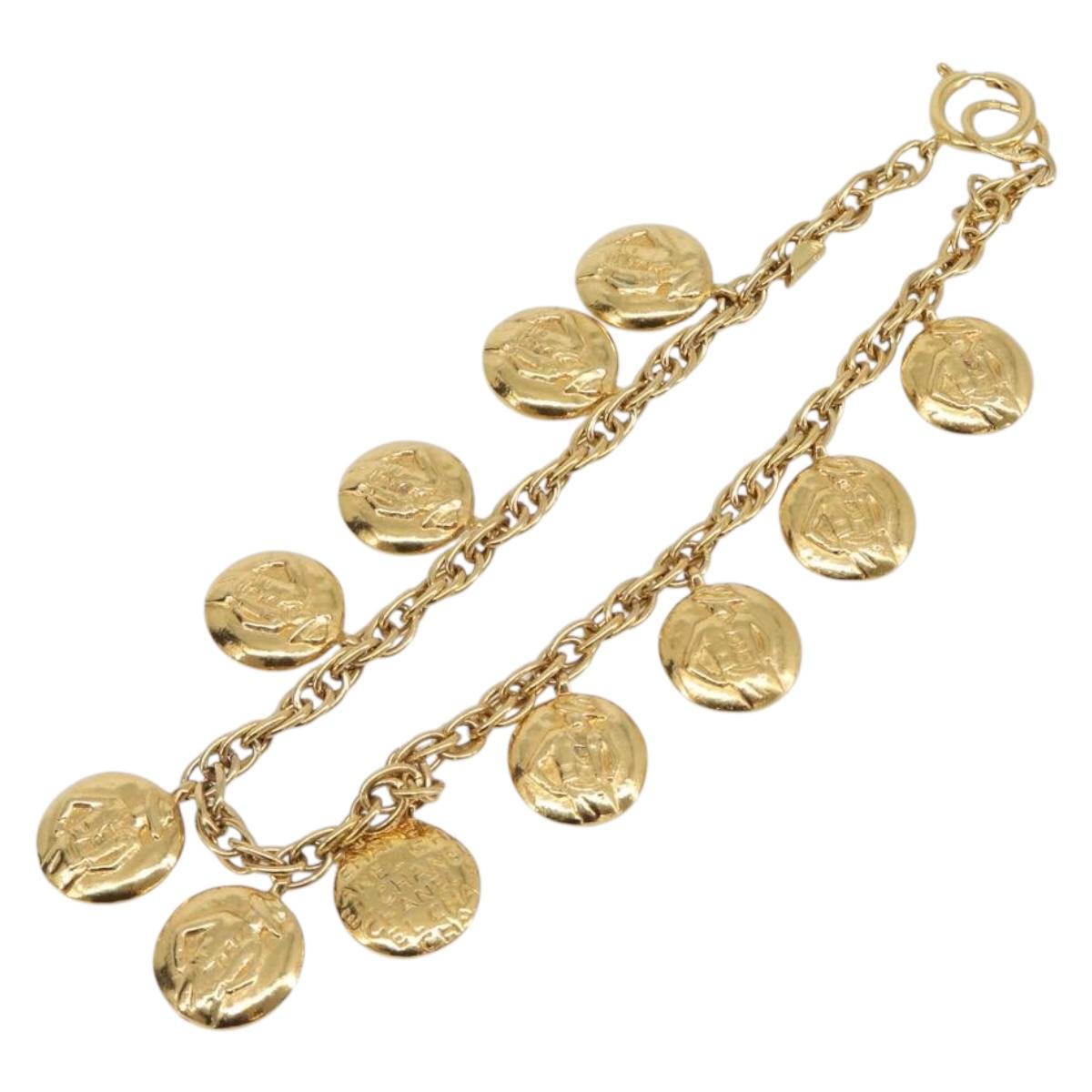 CHANEL Mademoiselle Necklace Metal Gold CC Auth 206642V