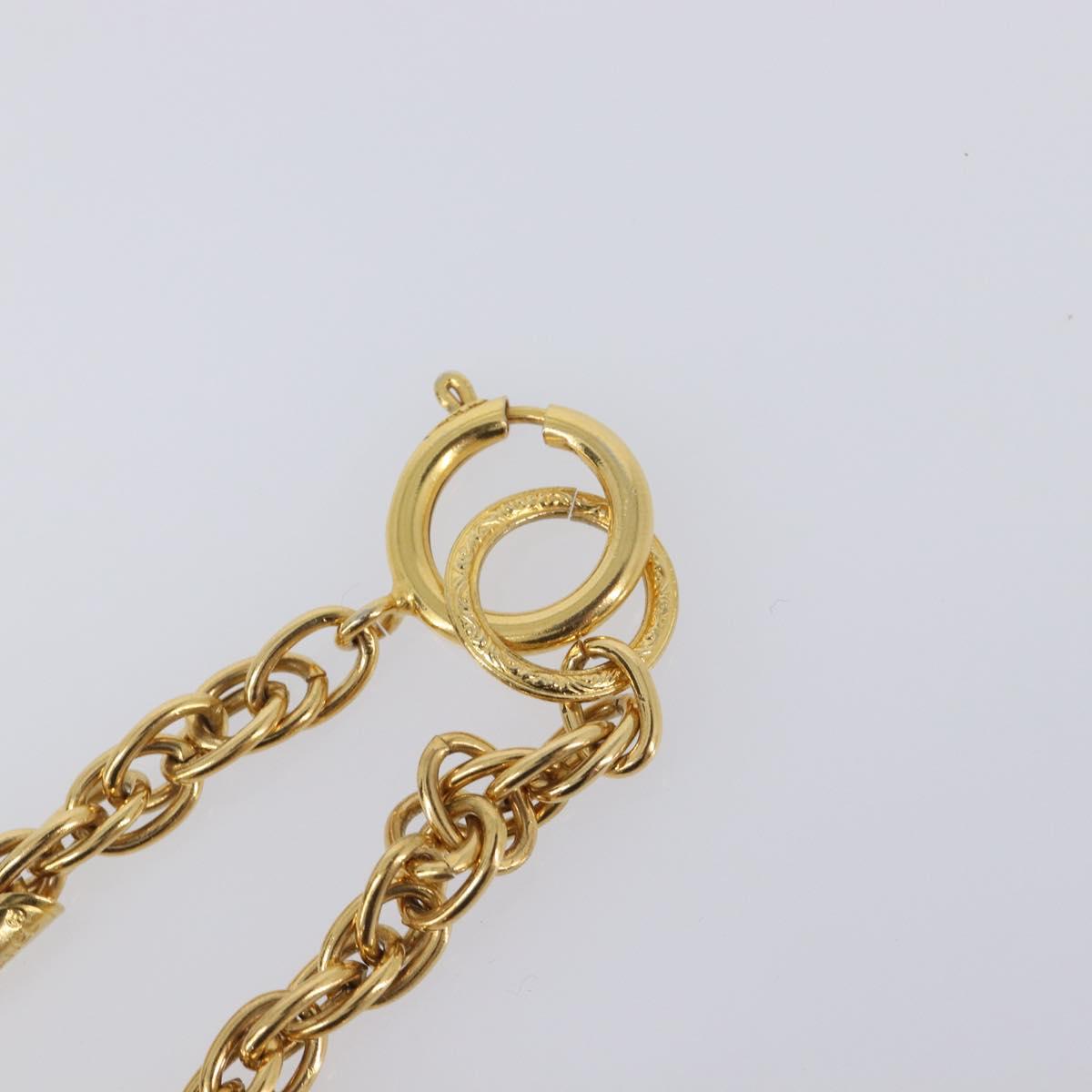 CHANEL Mademoiselle Necklace Metal Gold CC Auth 206642V