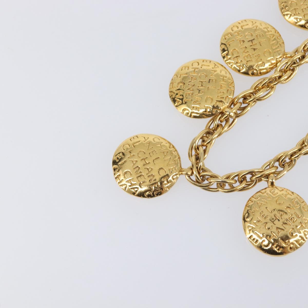 CHANEL Mademoiselle Necklace Metal Gold CC Auth 206642V