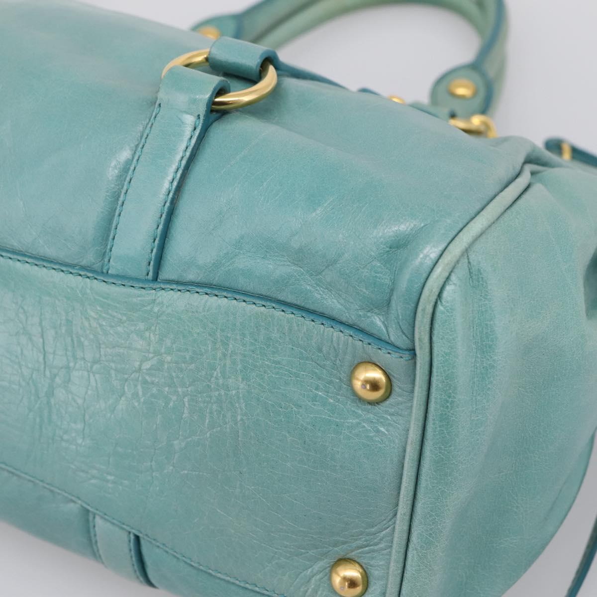 Miu Miu Hand Bag Leather 2way Blue Gold Tone Auth 206643V