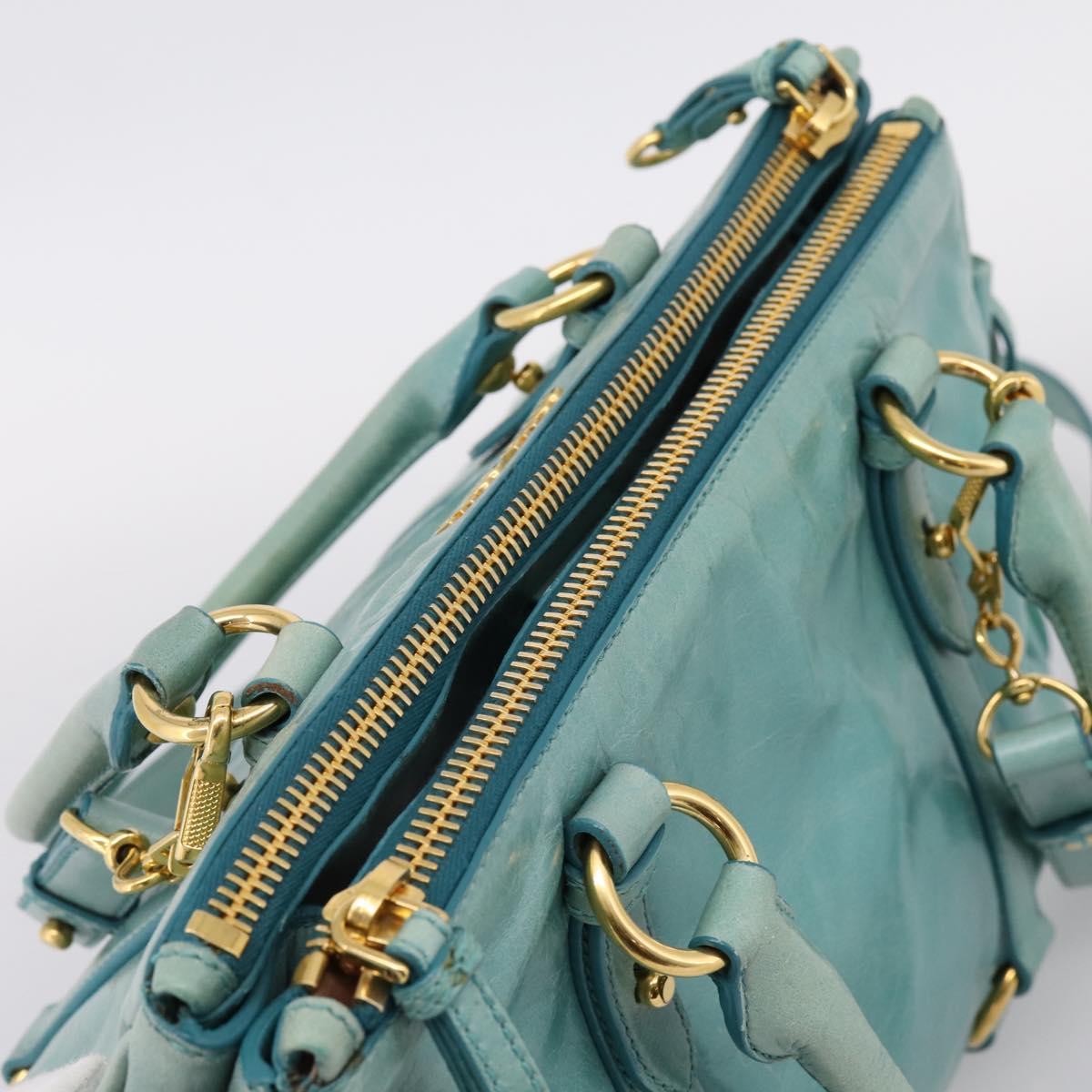 Miu Miu Hand Bag Leather 2way Blue Gold Tone Auth 206643V