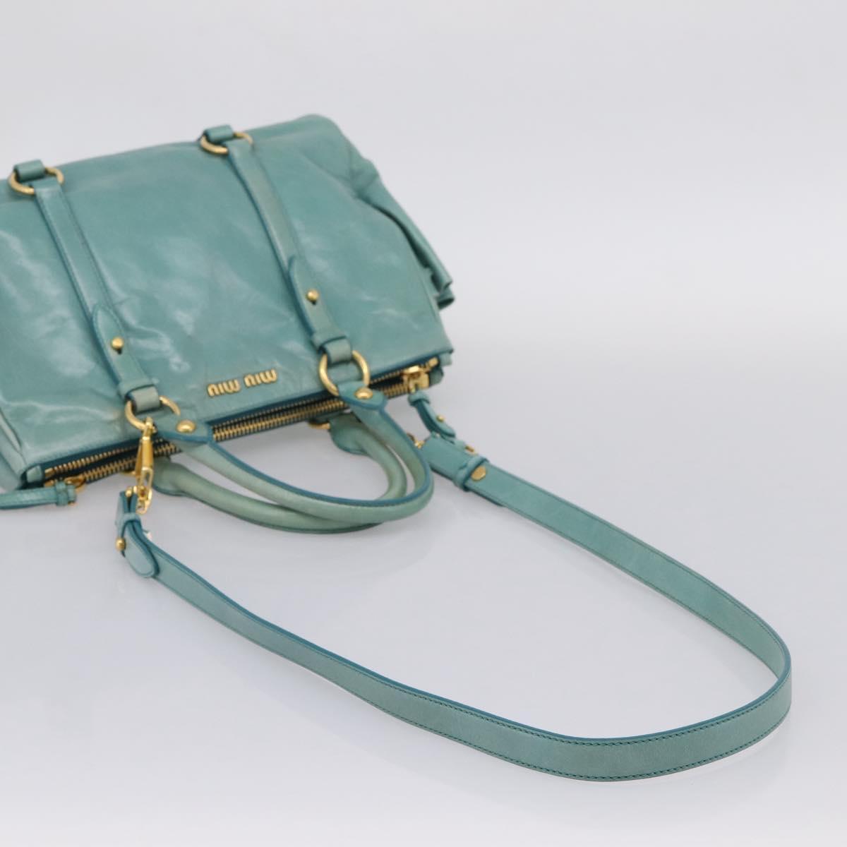 Miu Miu Hand Bag Leather 2way Blue Gold Tone Auth 206643V