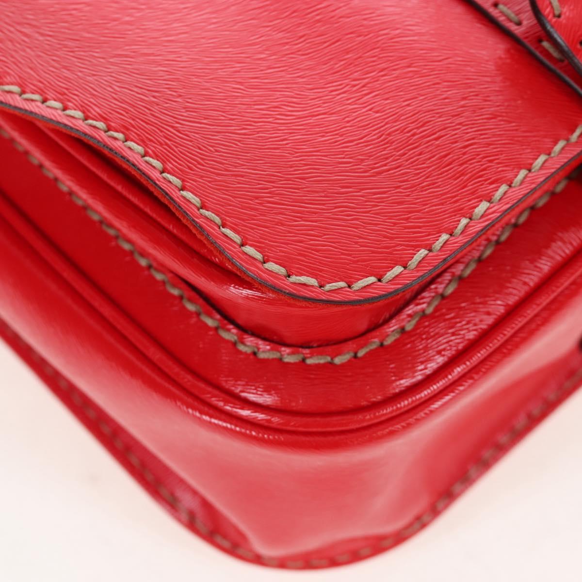 FENDI Hand Bag Leather 2way Red Gold Tone 8BN199 Auth 206644V