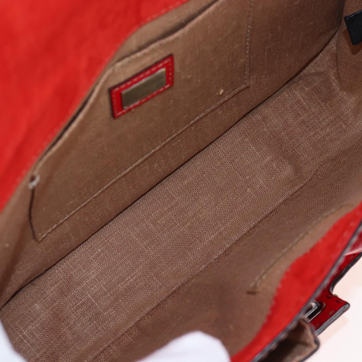 FENDI Hand Bag Leather 2way Red Gold Tone 8BN199 Auth 206644V