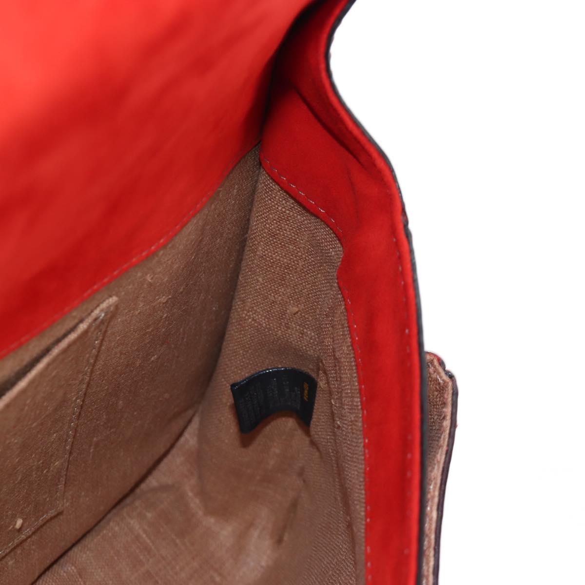 FENDI Hand Bag Leather 2way Red Gold Tone 8BN199 Auth 206644V