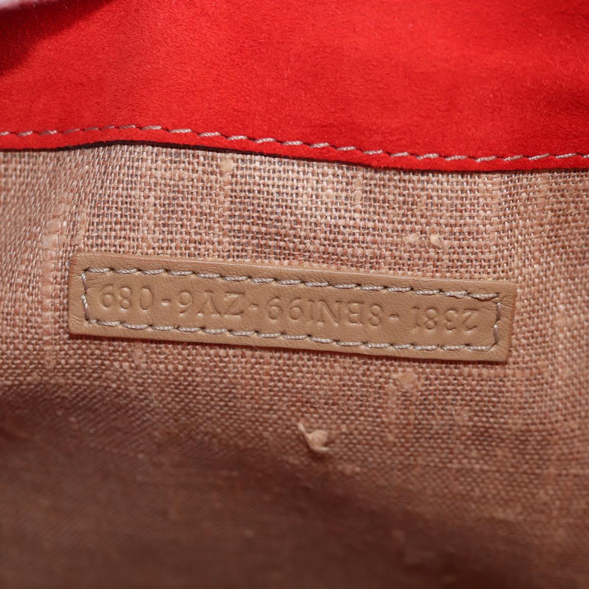 FENDI Hand Bag Leather 2way Red Gold Tone 8BN199 Auth 206644V