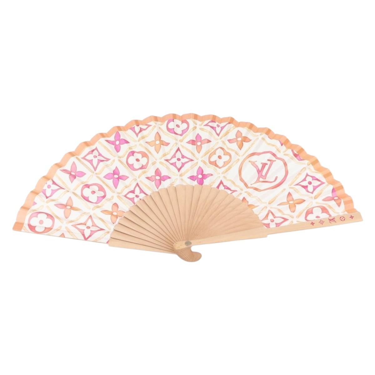 LOUIS VUITTON Monogram Tiles Japanese Fan Red UD1294 LV Auth 206652M