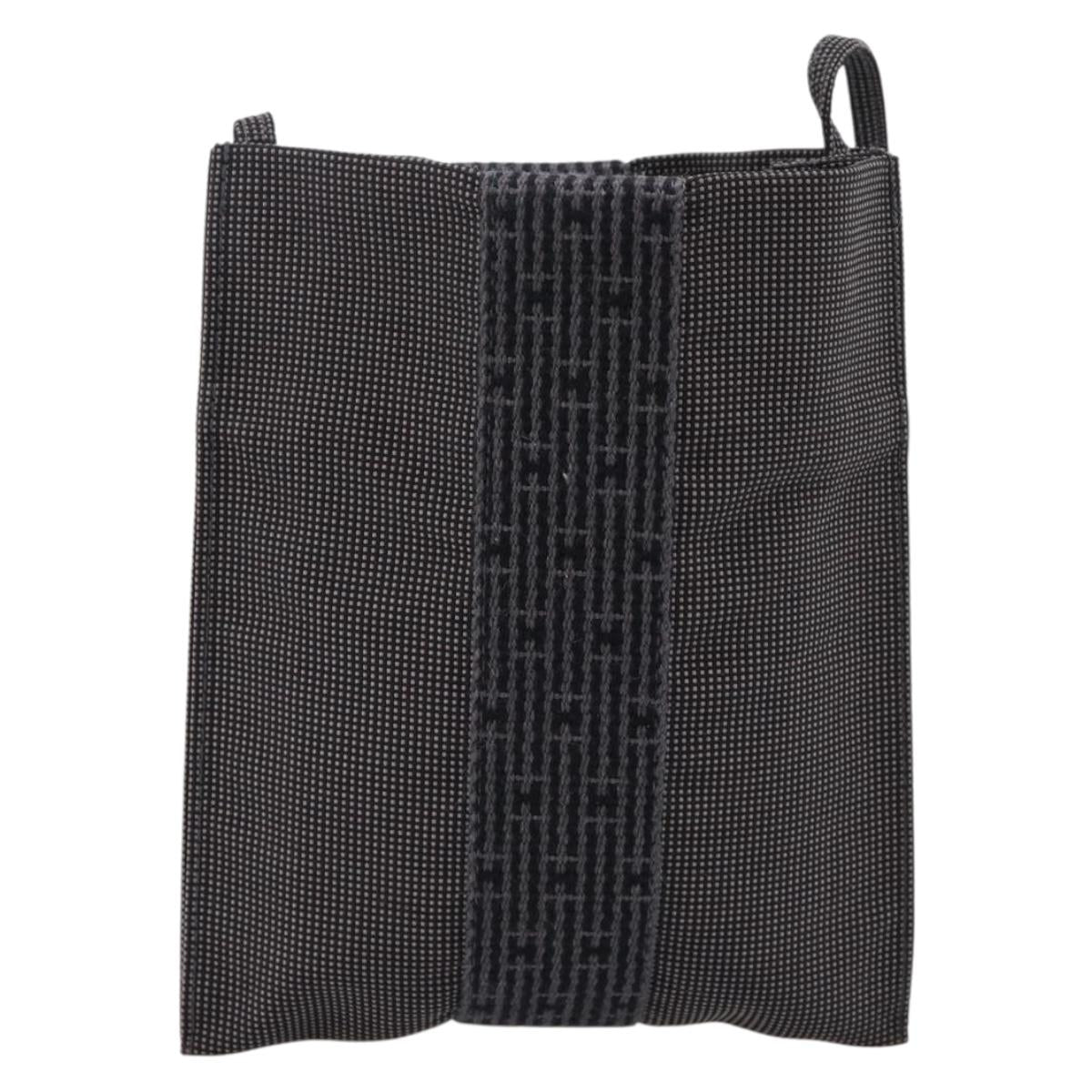 HERMES Her Line Pochette Shoulder Bag Canvas Gray Auth 206655