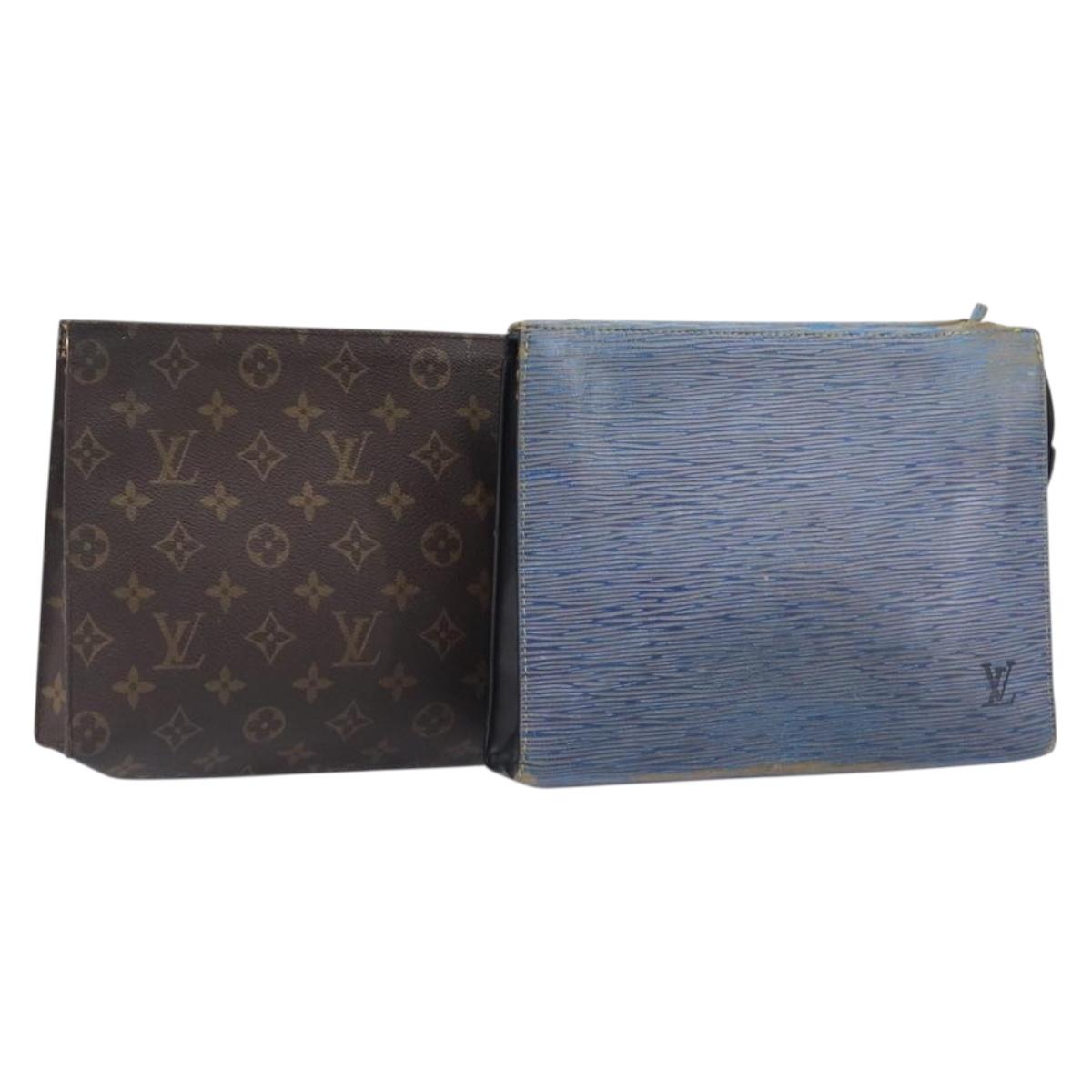 LOUIS VUITTON Monogram Epi Denim Posh Toilet Bag 2 Set Blue LV Auth 206657