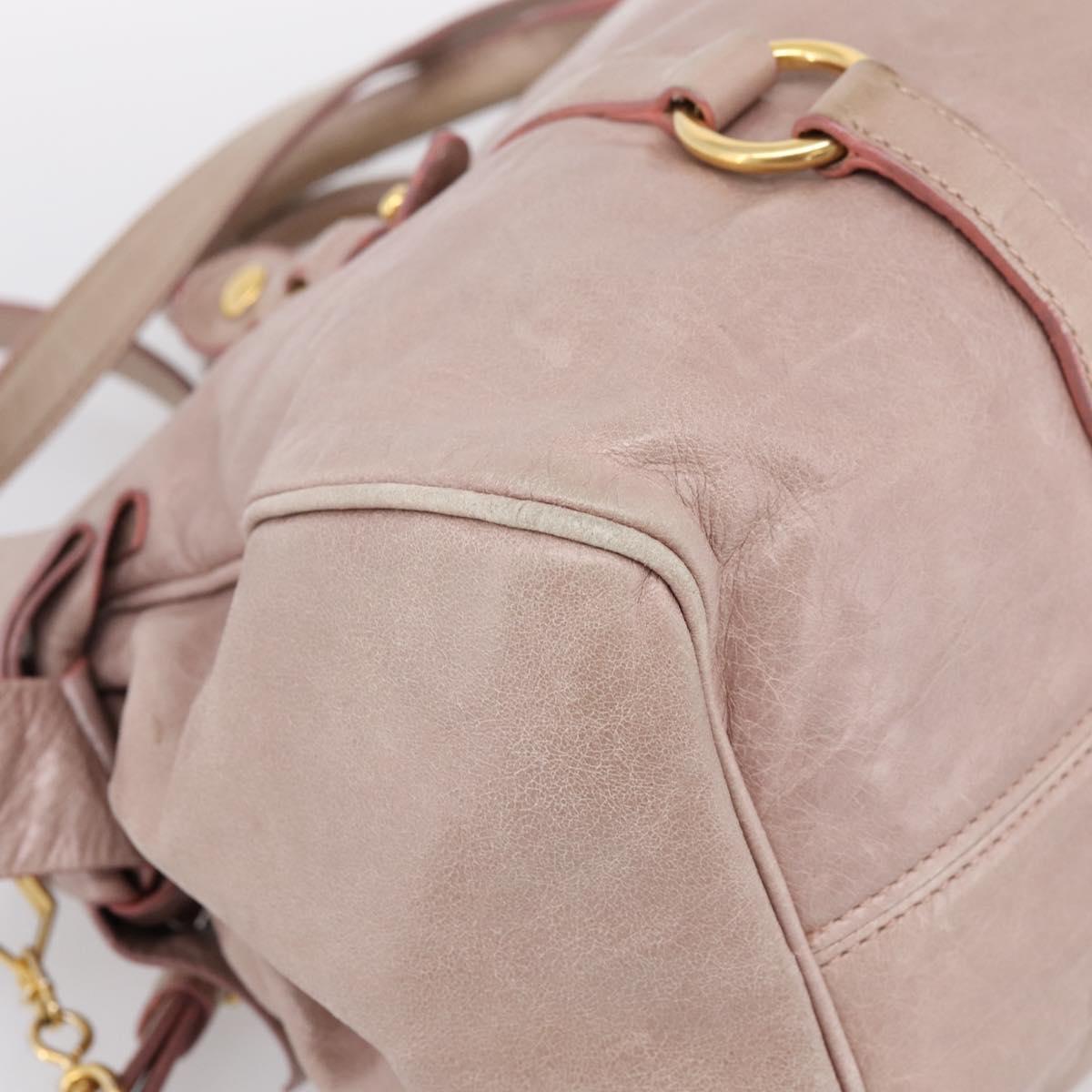 Miu Miu Vitellolux Hand Bag Leather 2way Pink Gold Tone Auth 206666A