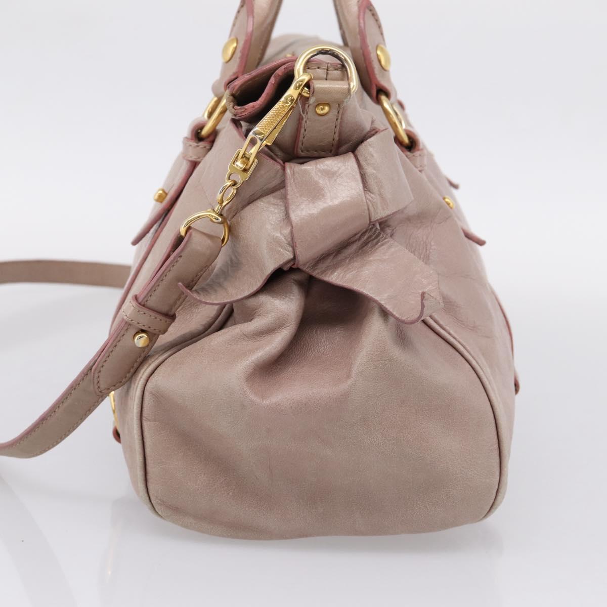 Miu Miu Vitellolux Hand Bag Leather 2way Pink Gold Tone Auth 206666A