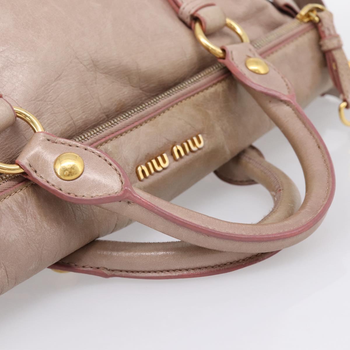 Miu Miu Vitellolux Hand Bag Leather 2way Pink Gold Tone Auth 206666A