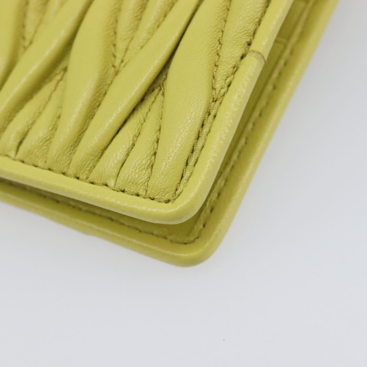 Miu Miu Matelasse Wallet Leather Yellow Gold Tone Auth 206670M