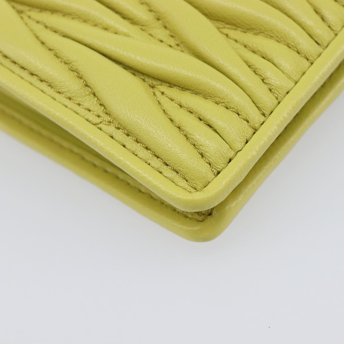 Miu Miu Matelasse Wallet Leather Yellow Gold Tone Auth 206670M