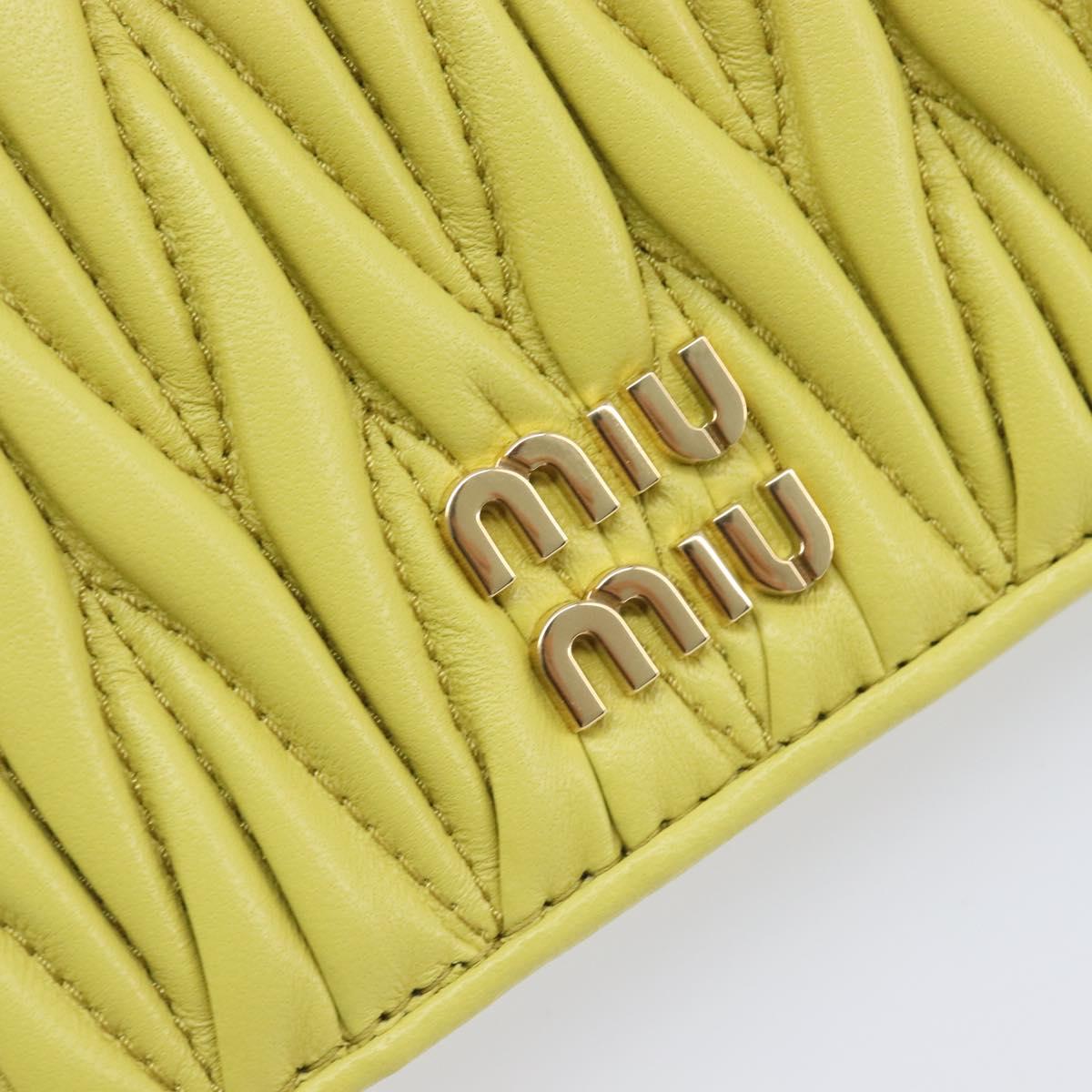 Miu Miu Matelasse Wallet Leather Yellow Gold Tone Auth 206670M