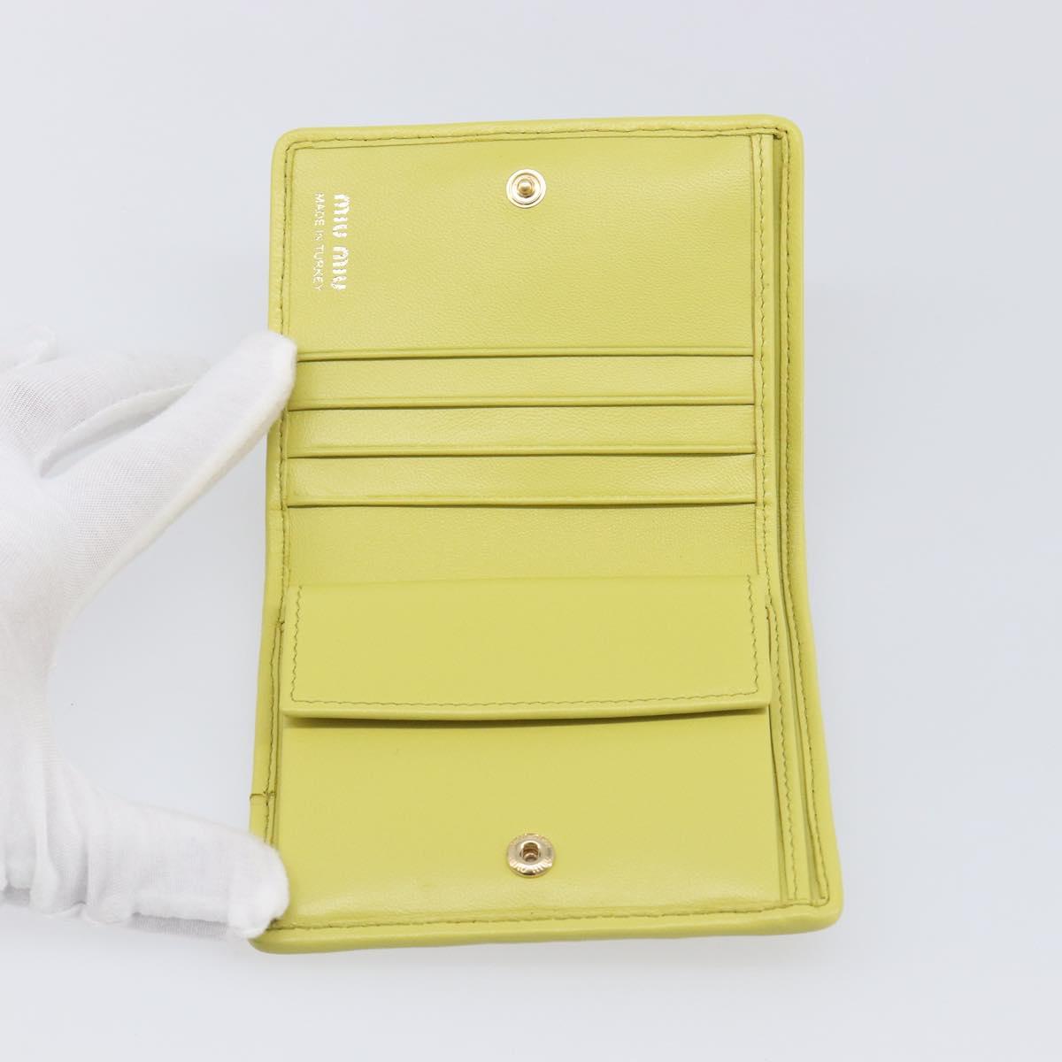 Miu Miu Matelasse Wallet Leather Yellow Gold Tone Auth 206670M
