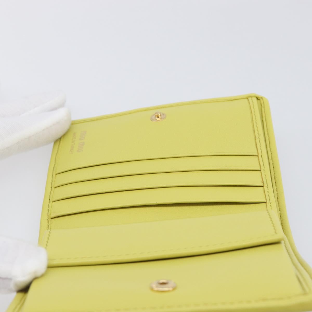 Miu Miu Matelasse Wallet Leather Yellow Gold Tone Auth 206670M