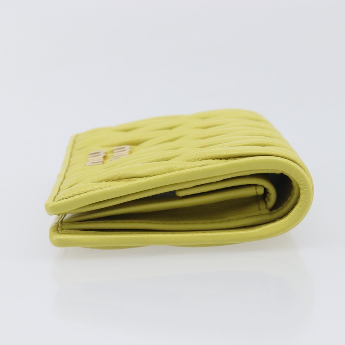 Miu Miu Matelasse Wallet Leather Yellow Gold Tone Auth 206670M