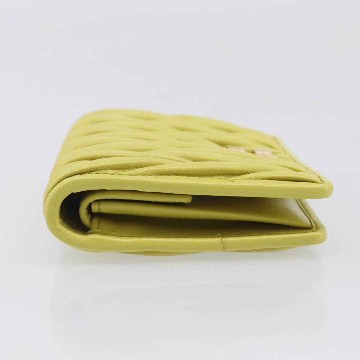 Miu Miu Matelasse Wallet Leather Yellow Gold Tone Auth 206670M