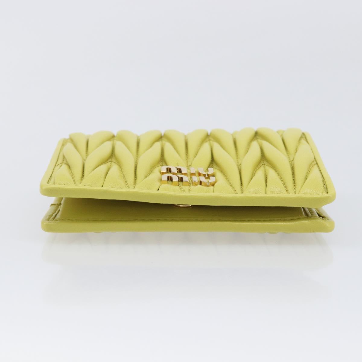 Miu Miu Matelasse Wallet Leather Yellow Gold Tone Auth 206670M