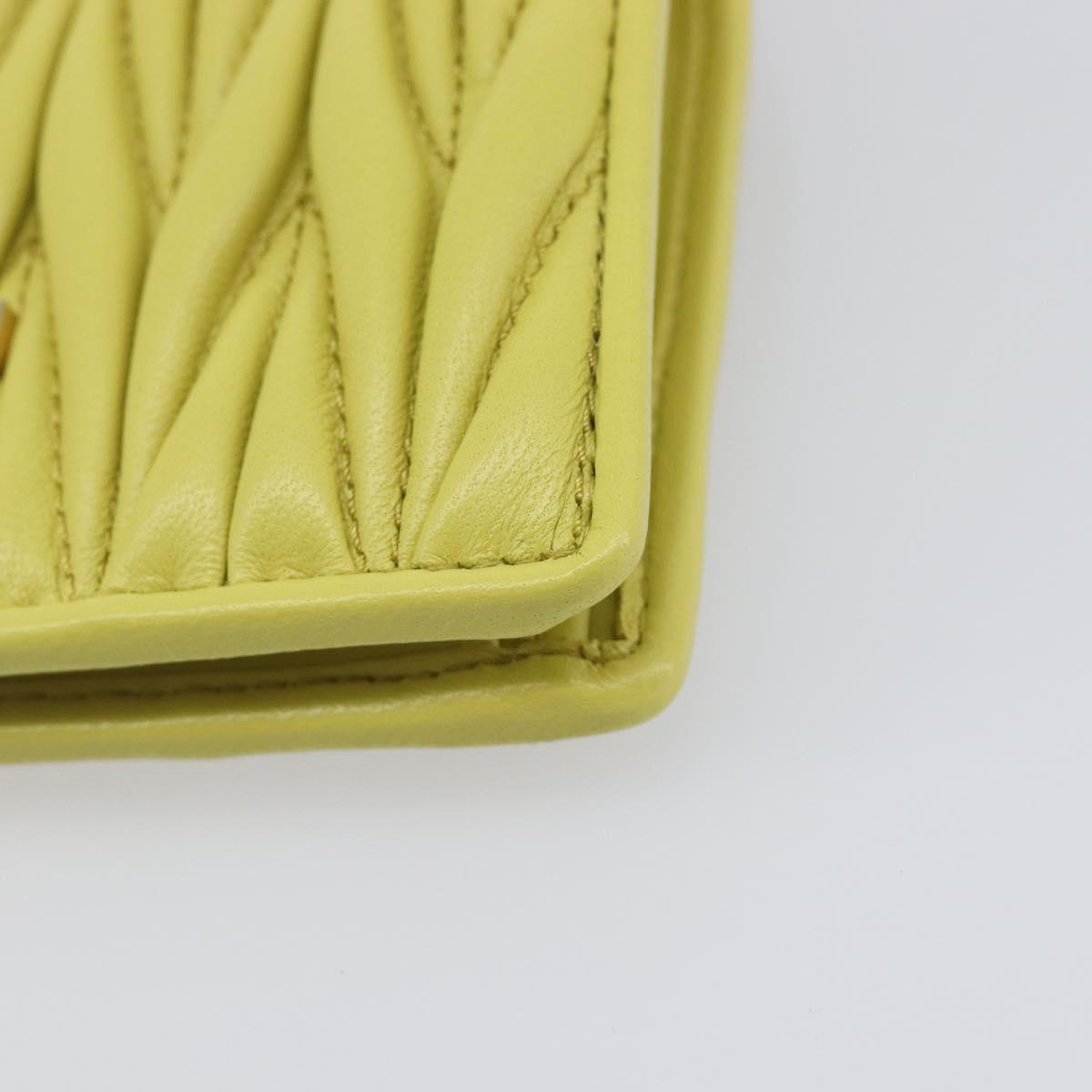 Miu Miu Matelasse Wallet Leather Yellow Gold Tone Auth 206670M