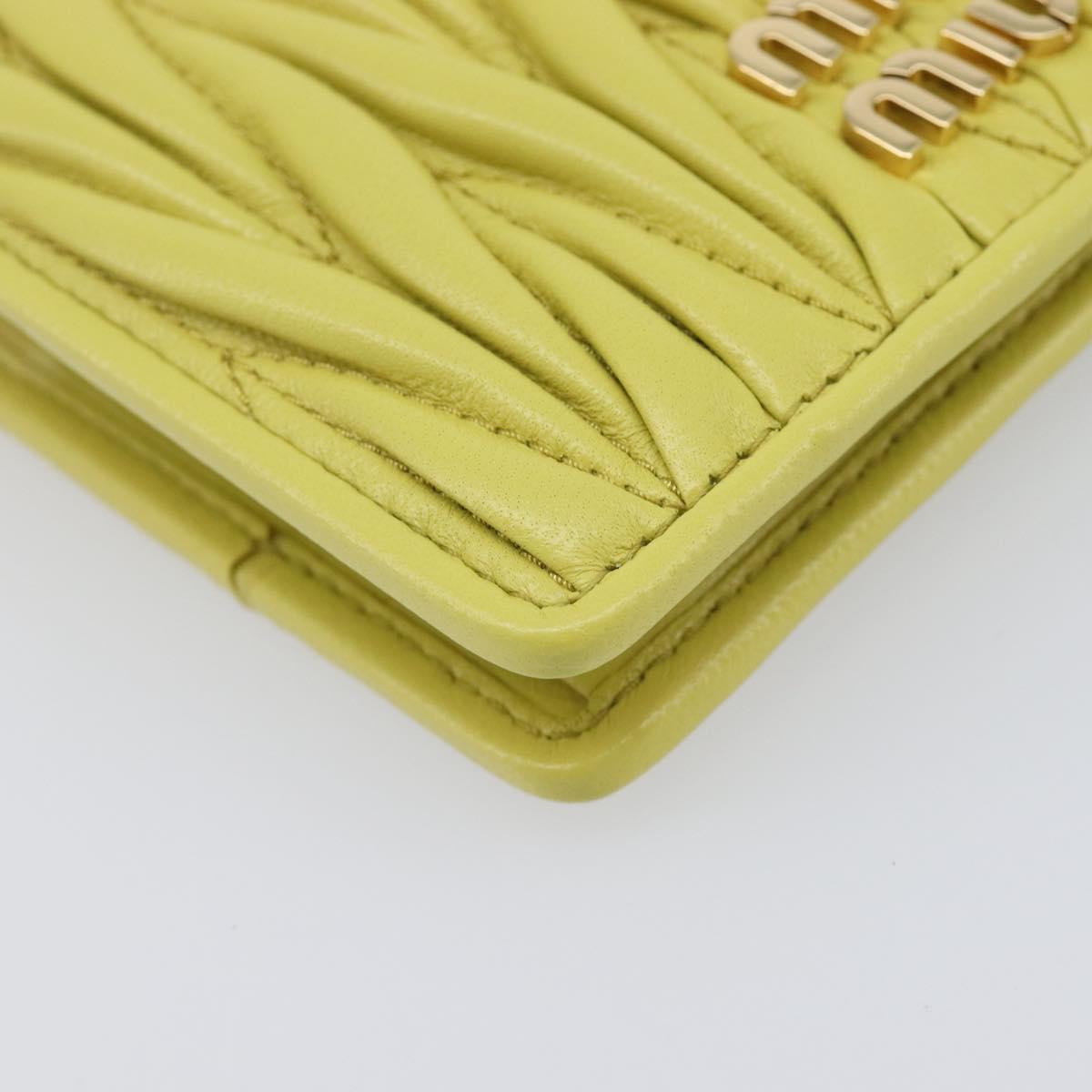 Miu Miu Matelasse Wallet Leather Yellow Gold Tone Auth 206670M
