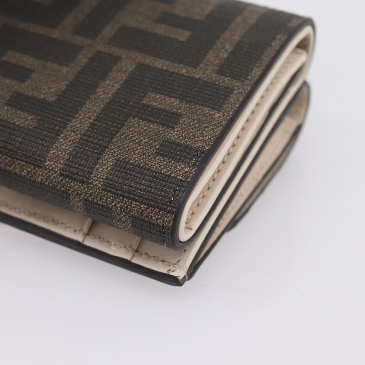FENDI Zucca Trifold Wallet PVC Brown Red 8M0480 Auth 206672M