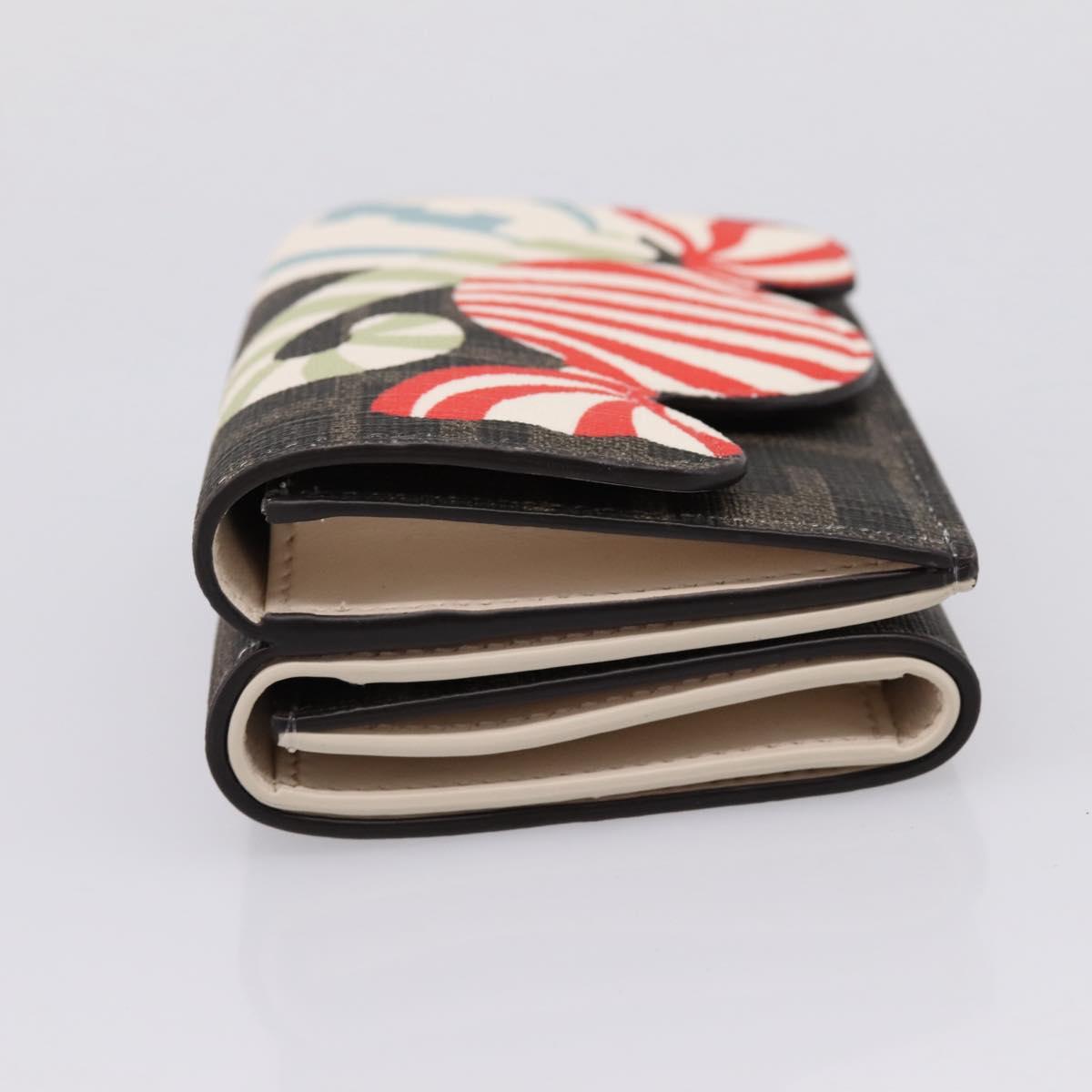 FENDI Zucca Trifold Wallet PVC Brown Red 8M0480 Auth 206672M