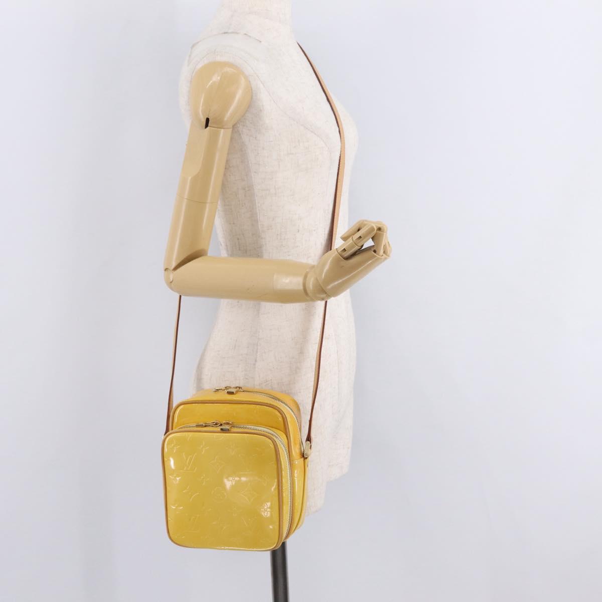 LOUIS VUITTON Monogram Vernis Wooster Bag Lime Yellow M91075 LV Auth 206679A