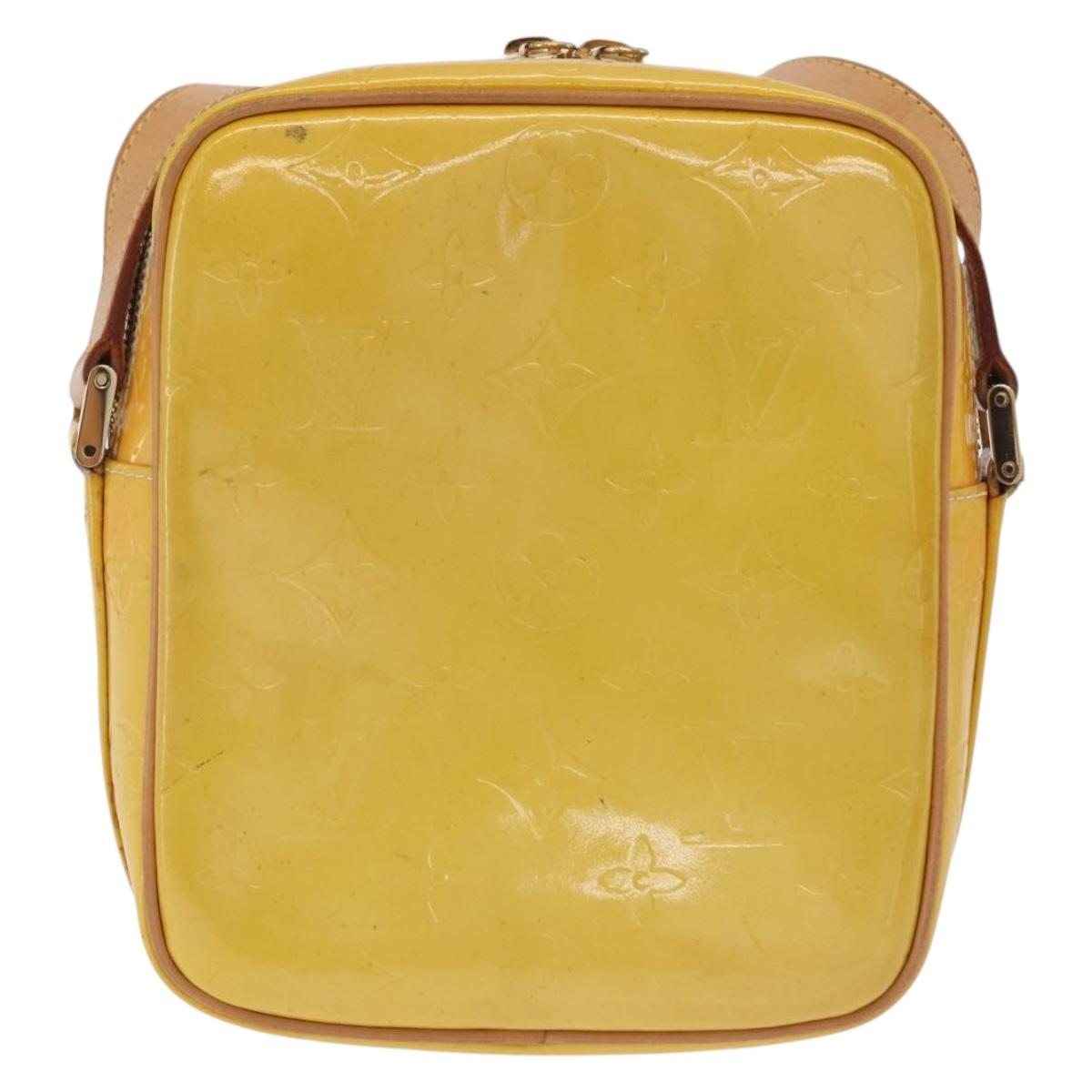 LOUIS VUITTON Monogram Vernis Wooster Bag Lime Yellow M91075 LV Auth 206679A