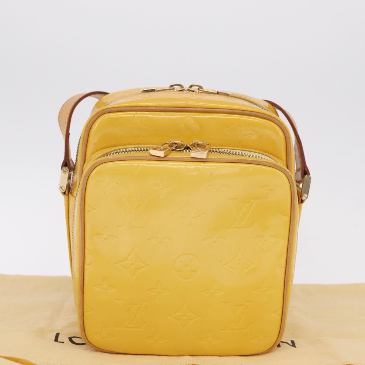 LOUIS VUITTON Monogram Vernis Wooster Bag Lime Yellow M91075 LV Auth 206679A