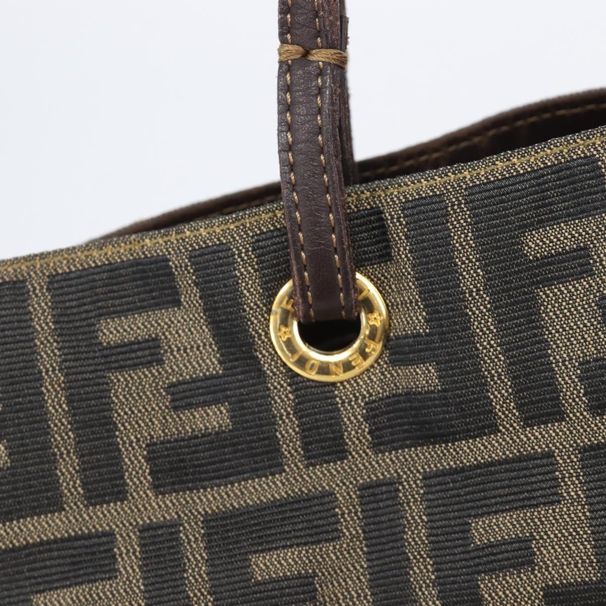 FENDI Zucca Canvas Tote Bag Brown Gold Tone Auth 206681