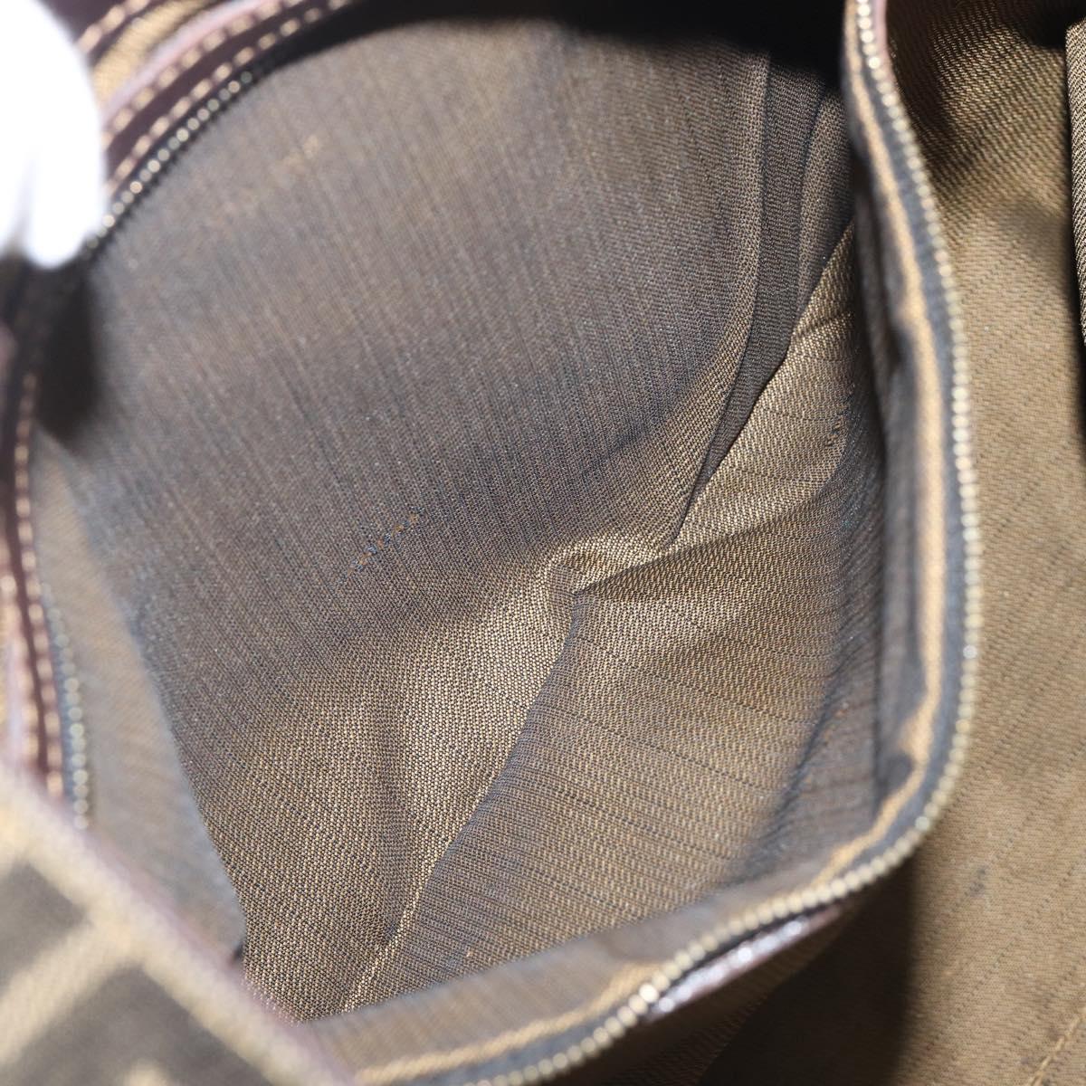 FENDI Zucca Canvas Tote Bag Brown Gold Tone Auth 206681