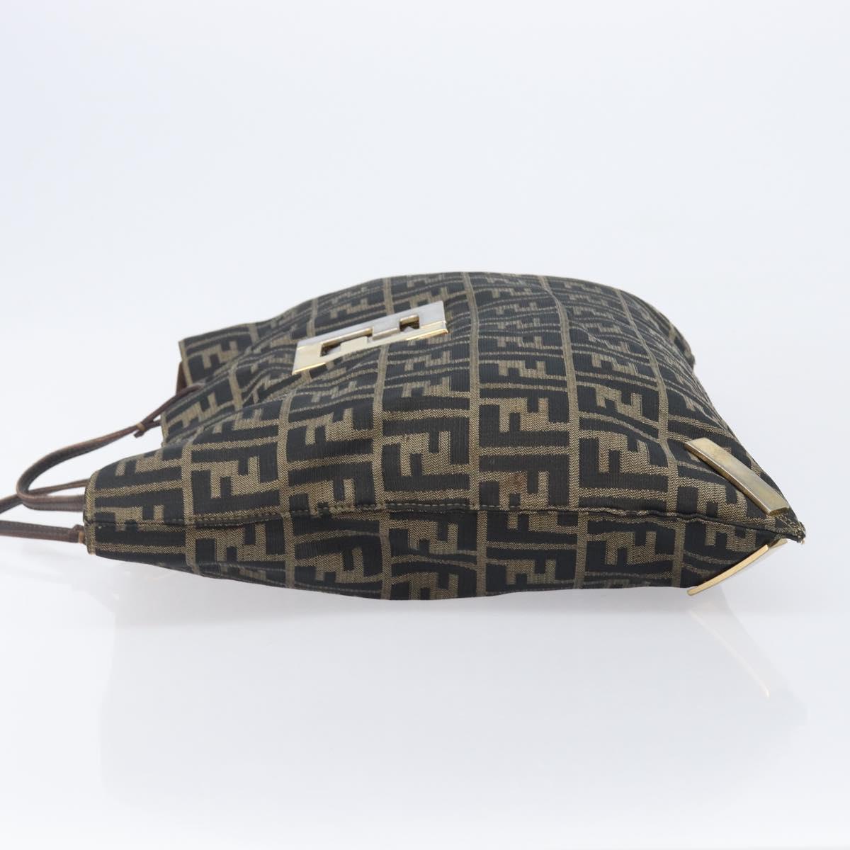 FENDI Zucca Canvas Tote Bag Brown Gold Tone Auth 206681