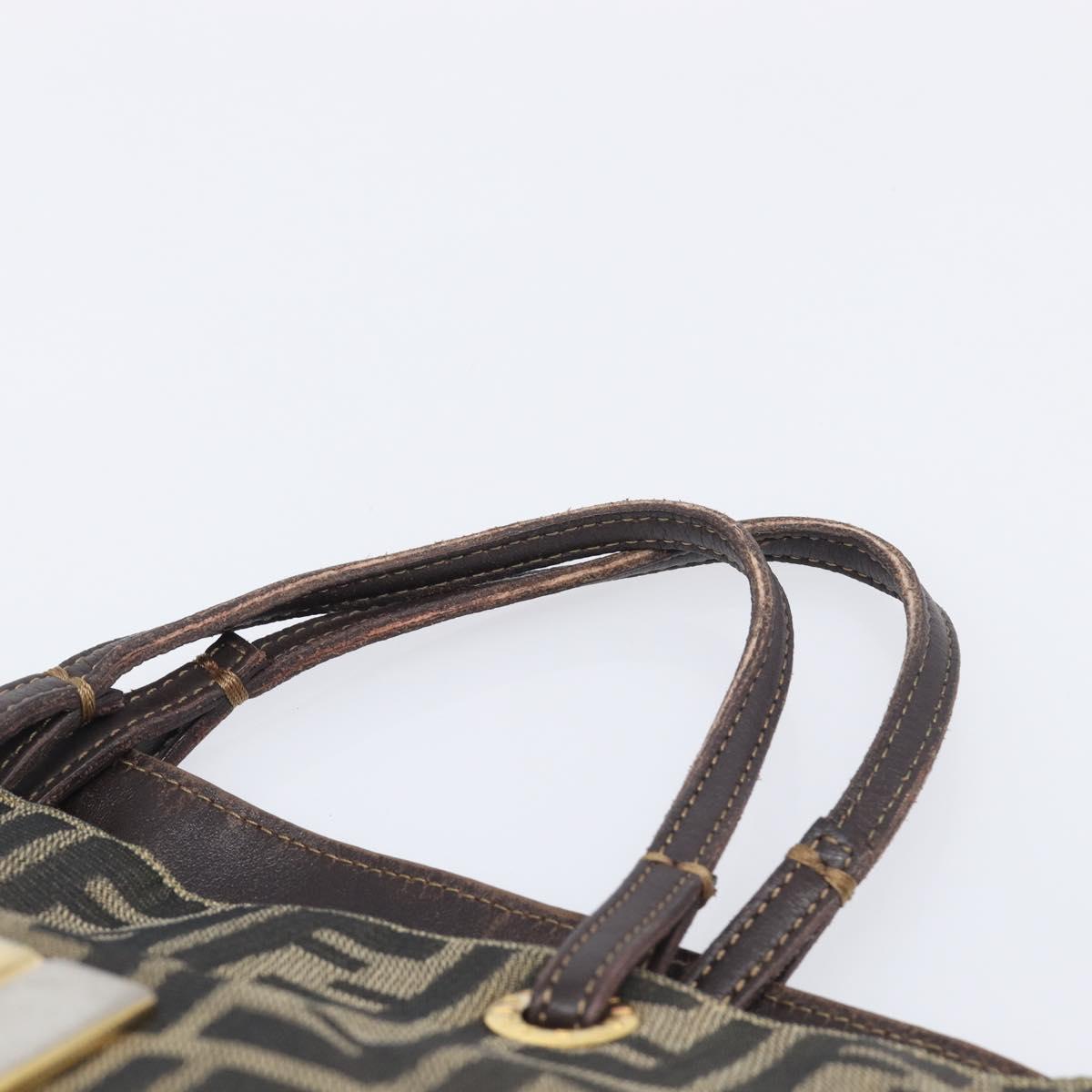 FENDI Zucca Canvas Tote Bag Brown Gold Tone Auth 206681