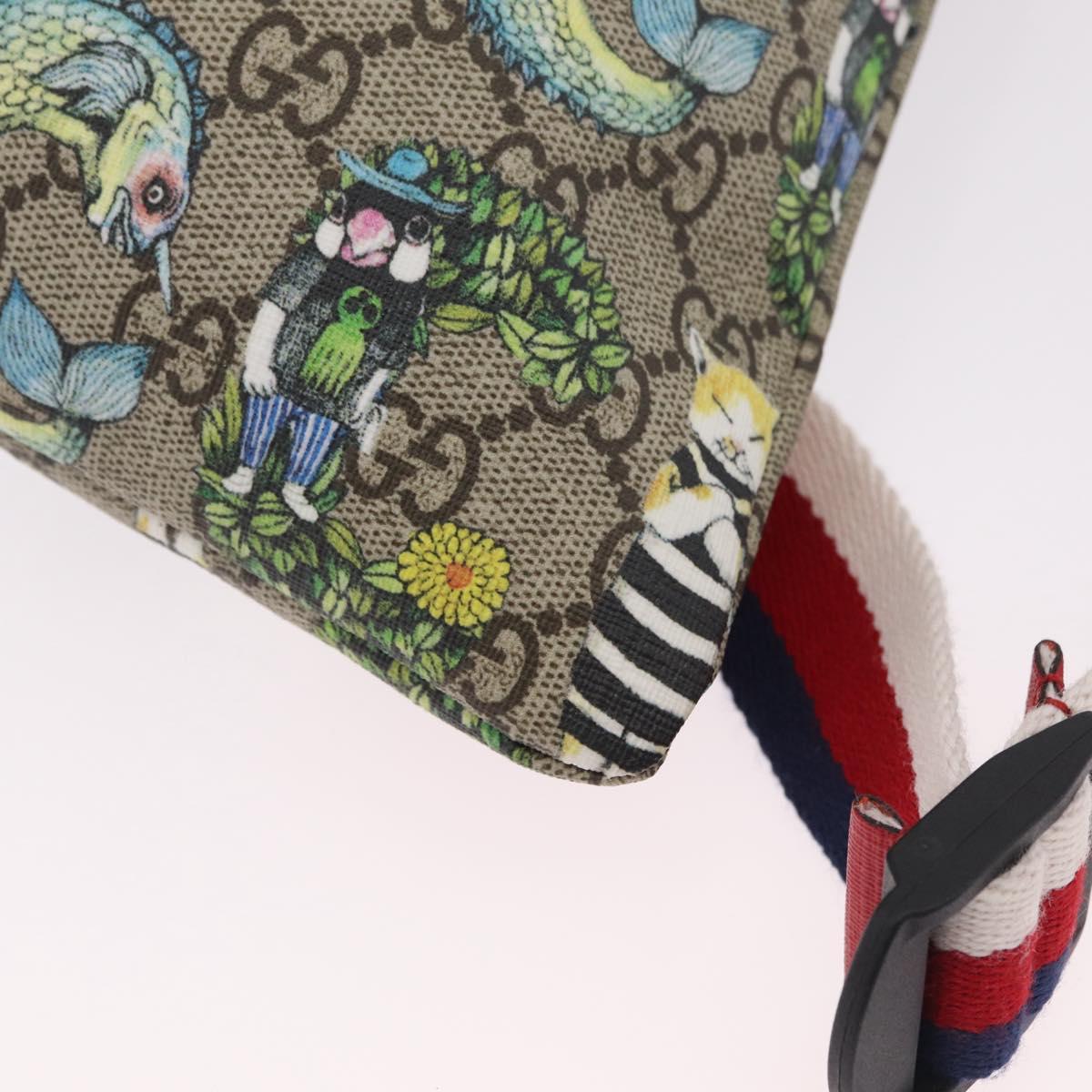 GUCCI GG Supreme Yuko Higuchi Backpack PVC Beige Red 550775 Auth 206696SAM