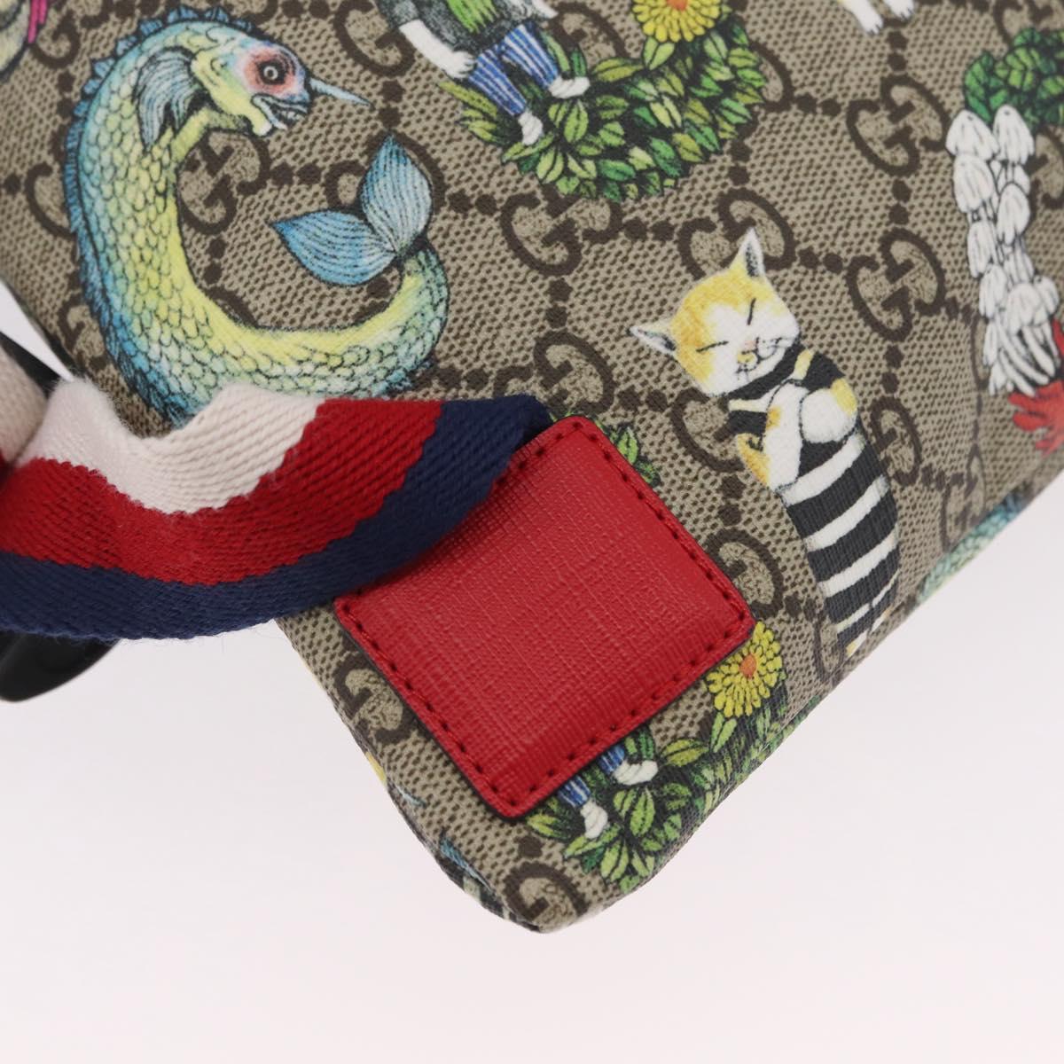 GUCCI GG Supreme Yuko Higuchi Backpack PVC Beige Red 550775 Auth 206696SAM