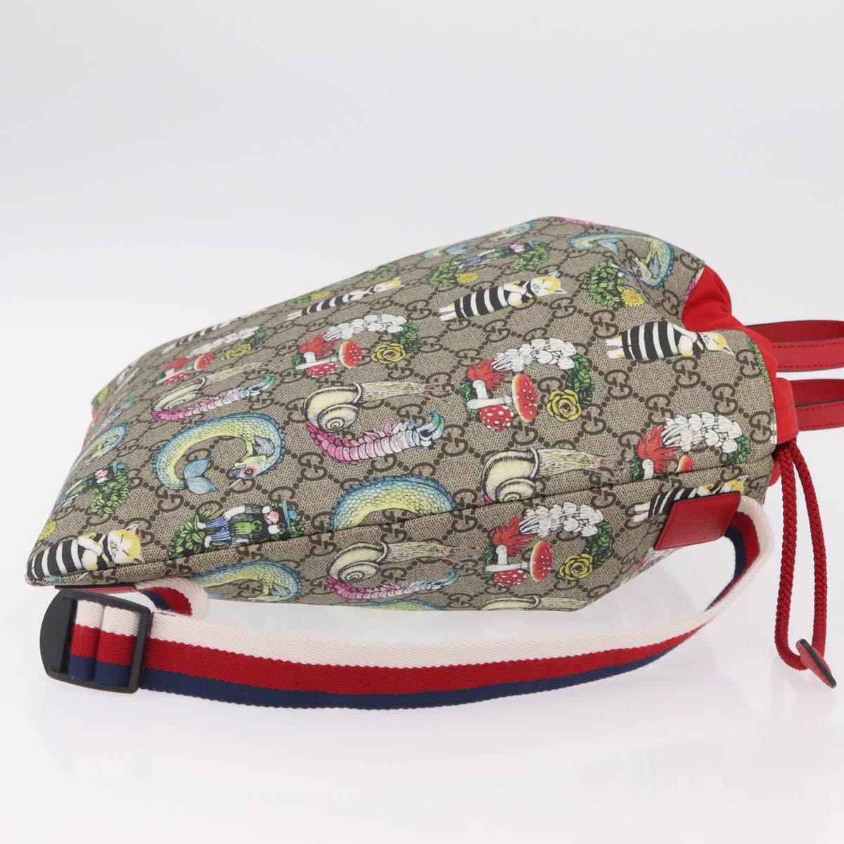 GUCCI GG Supreme Yuko Higuchi Backpack PVC Beige Red 550775 Auth 206696SAM