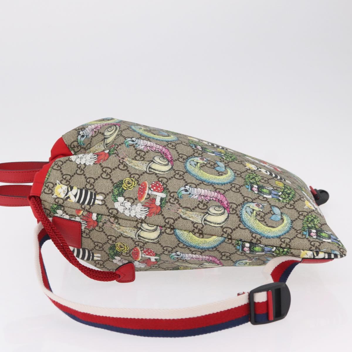 GUCCI GG Supreme Yuko Higuchi Backpack PVC Beige Red 550775 Auth 206696SAM
