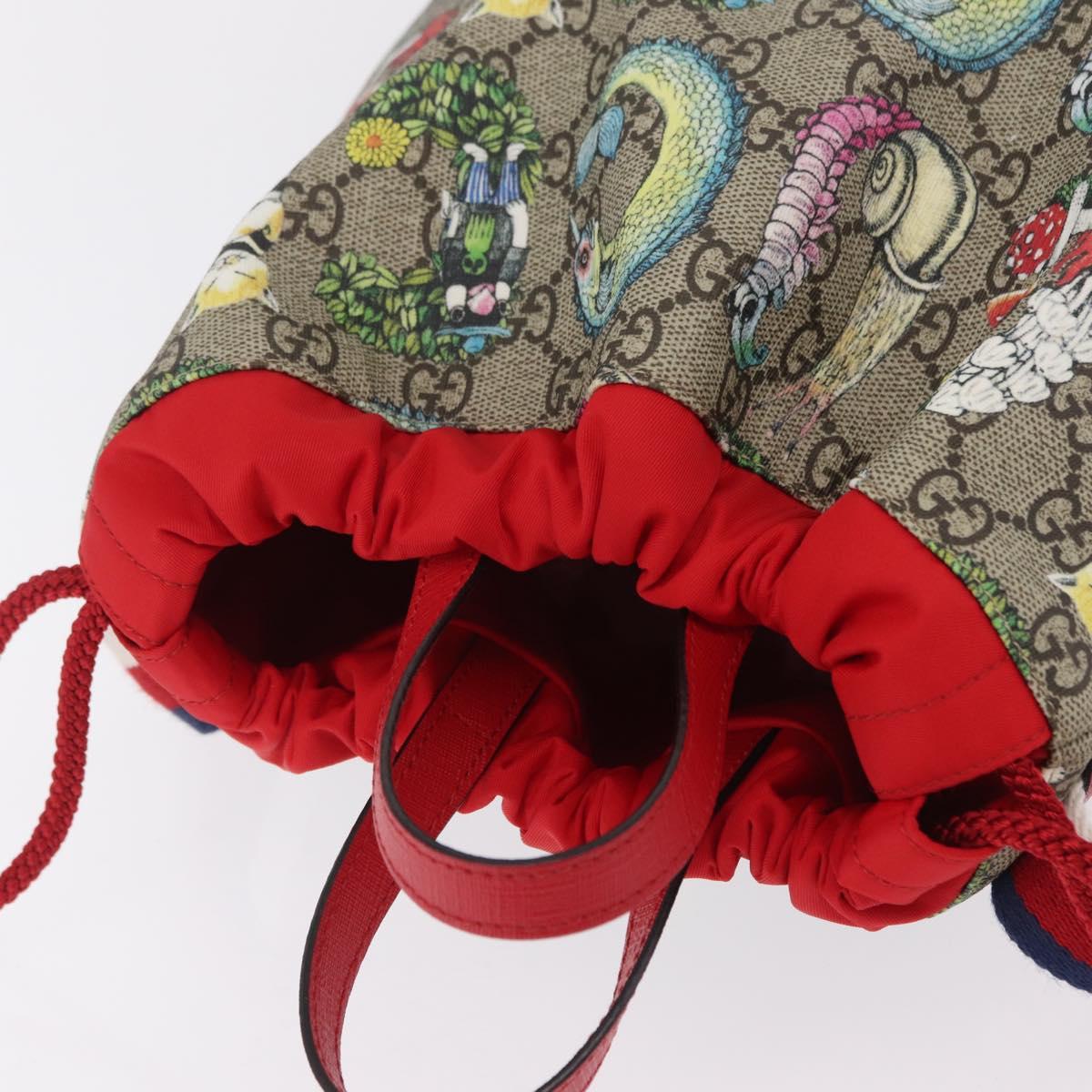 GUCCI GG Supreme Yuko Higuchi Backpack PVC Beige Red 550775 Auth 206696SAM