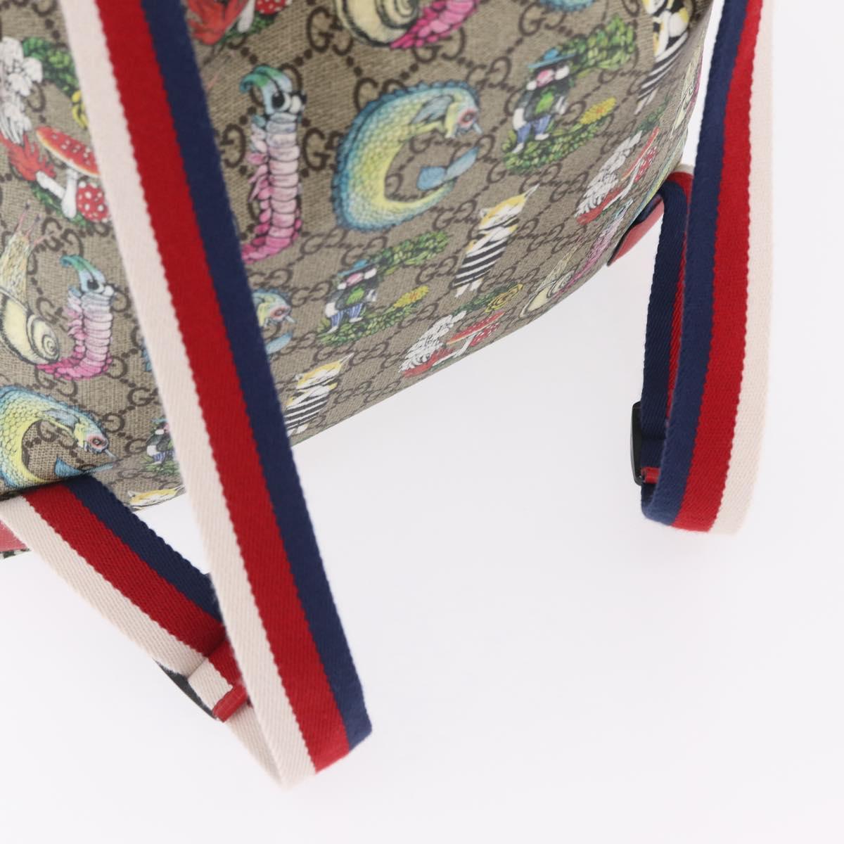 GUCCI GG Supreme Yuko Higuchi Backpack PVC Beige Red 550775 Auth 206696SAM