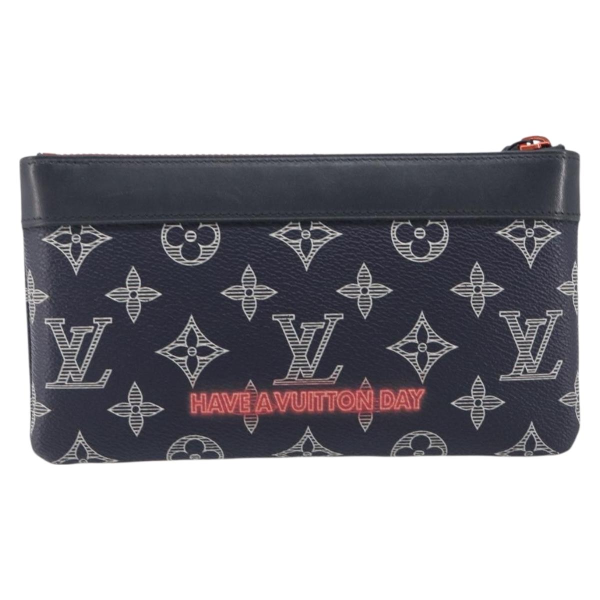 LOUIS VUITTON Monogram Neon Color Pochette Apollo PM Navy M62898 LV Auth 206698A