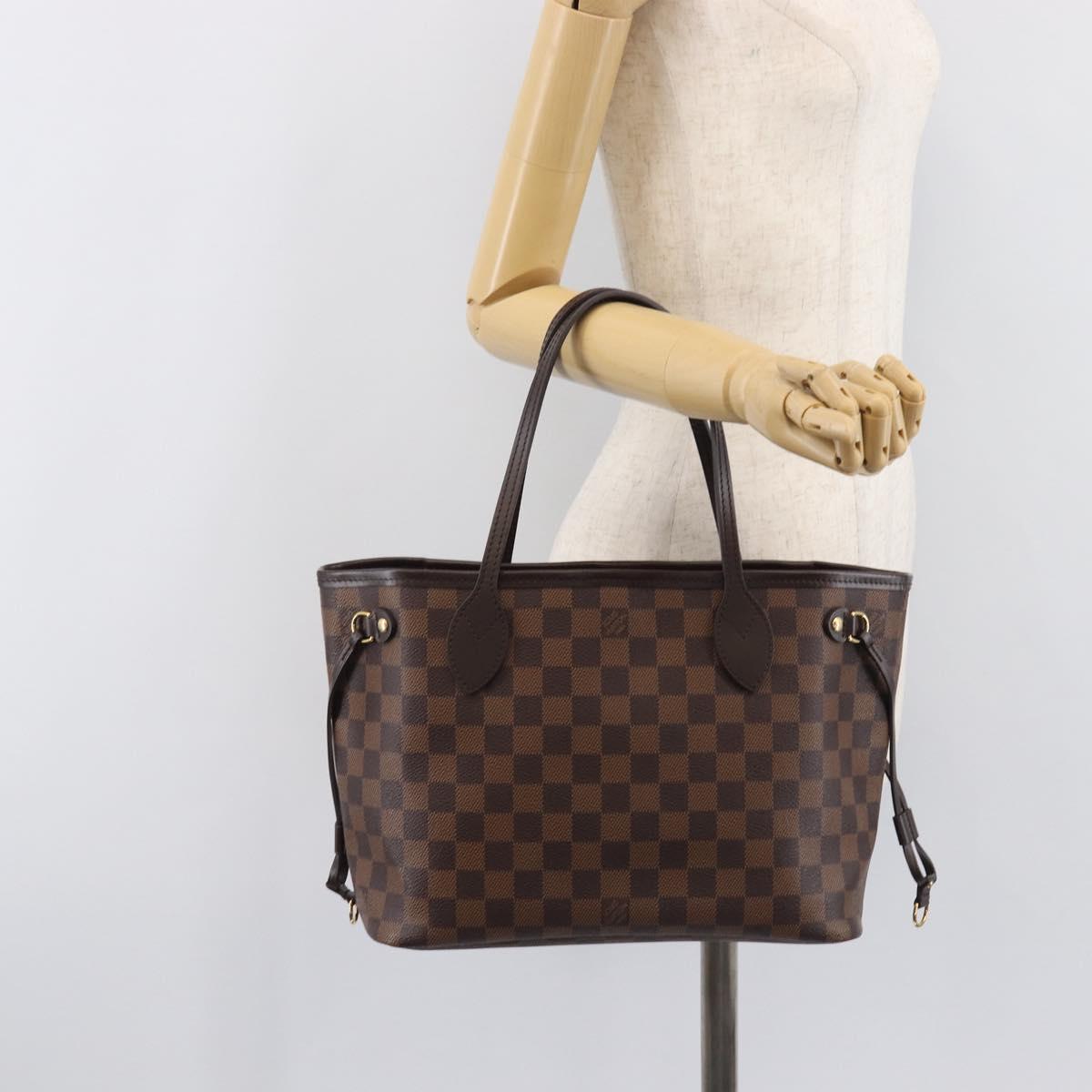 LOUIS VUITTON Damier Ebene Neverfull PM Tote Bag N51109 LV Auth 206715V