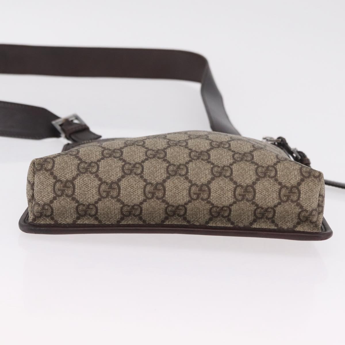 GUCCI GG Supreme Shoulder Bag PVC Beige Silver 92562 Auth 206719