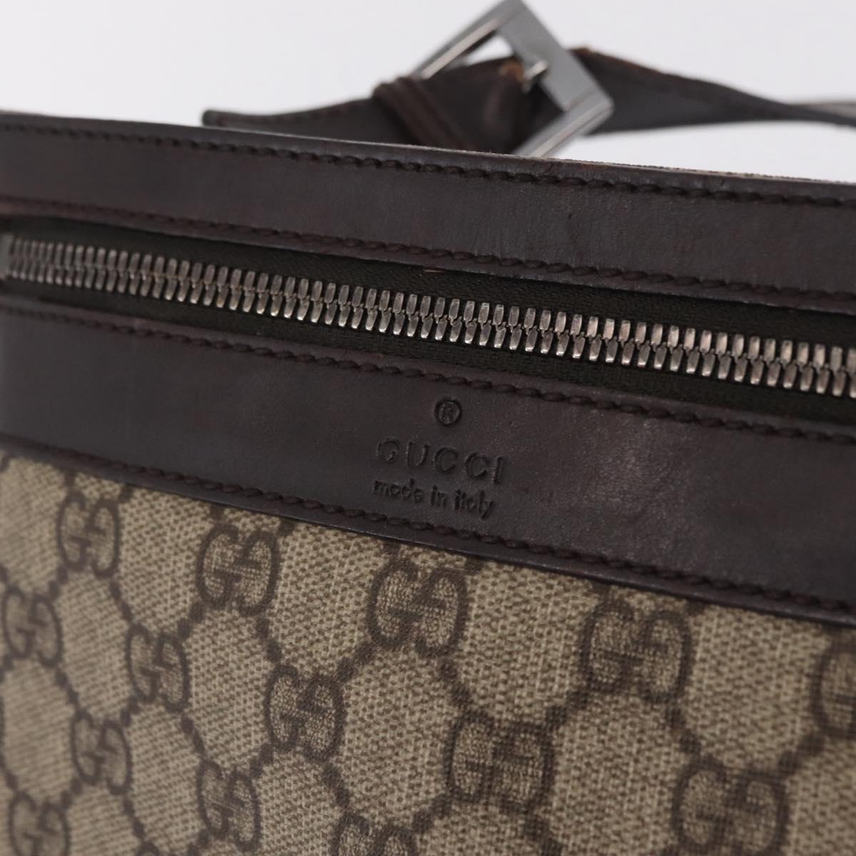 GUCCI GG Supreme Shoulder Bag PVC Beige Silver 92562 Auth 206719